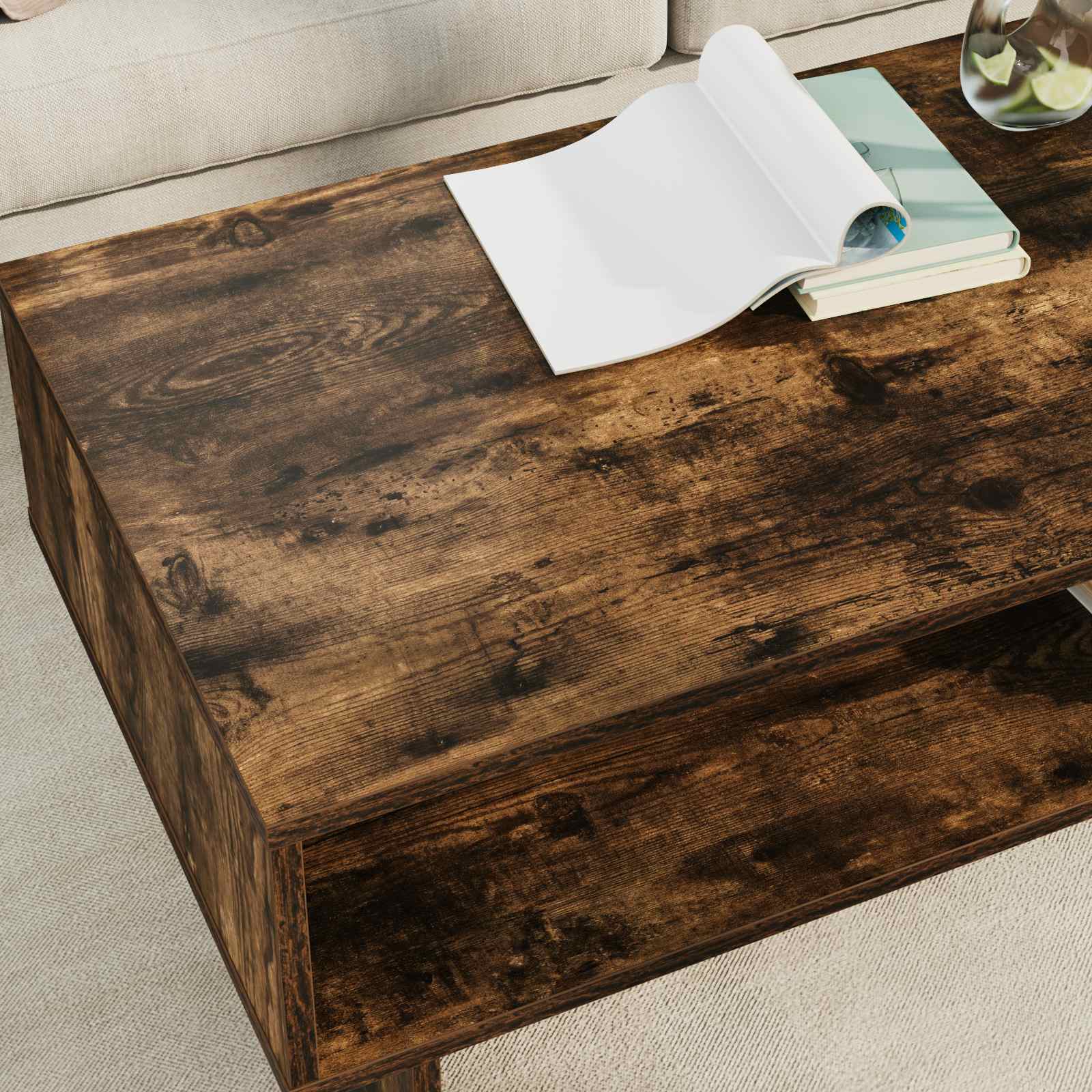 vidaXL Stolik kawowy Dąb wędzony 100 x 46 x 35 cm