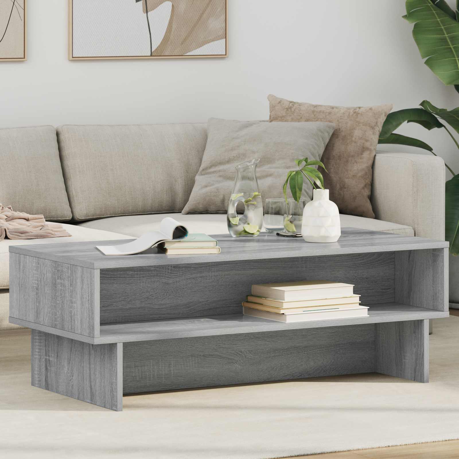vidaXL Stolik kawowy Szary Sonoma 100 x 46 x 35 cm