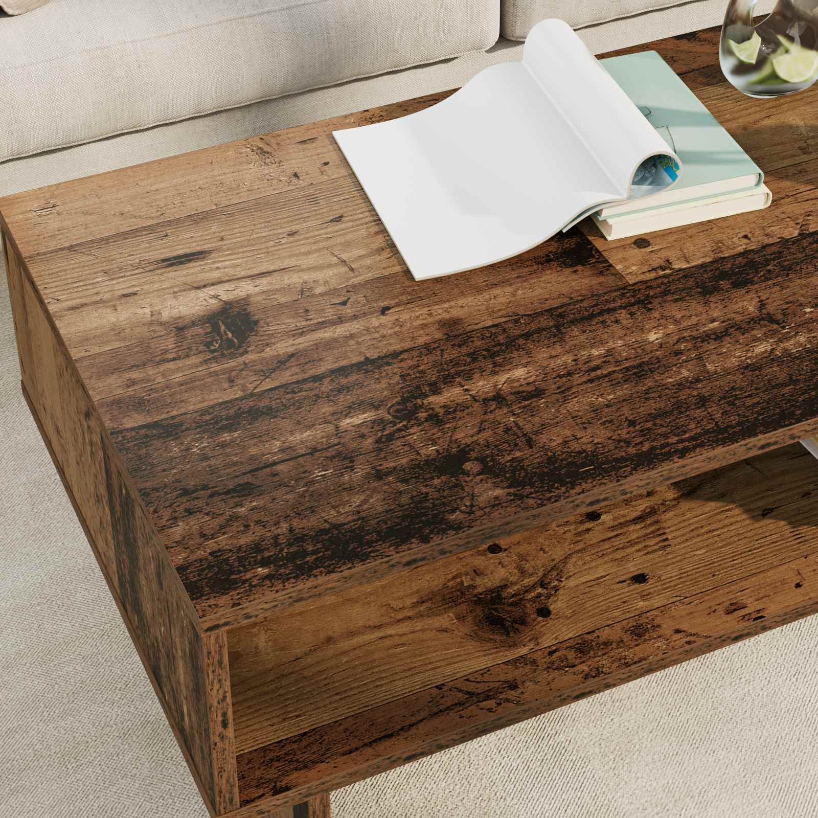 vidaXL Stolik kawowy Stare drewno 100 x 46 x 35 cm