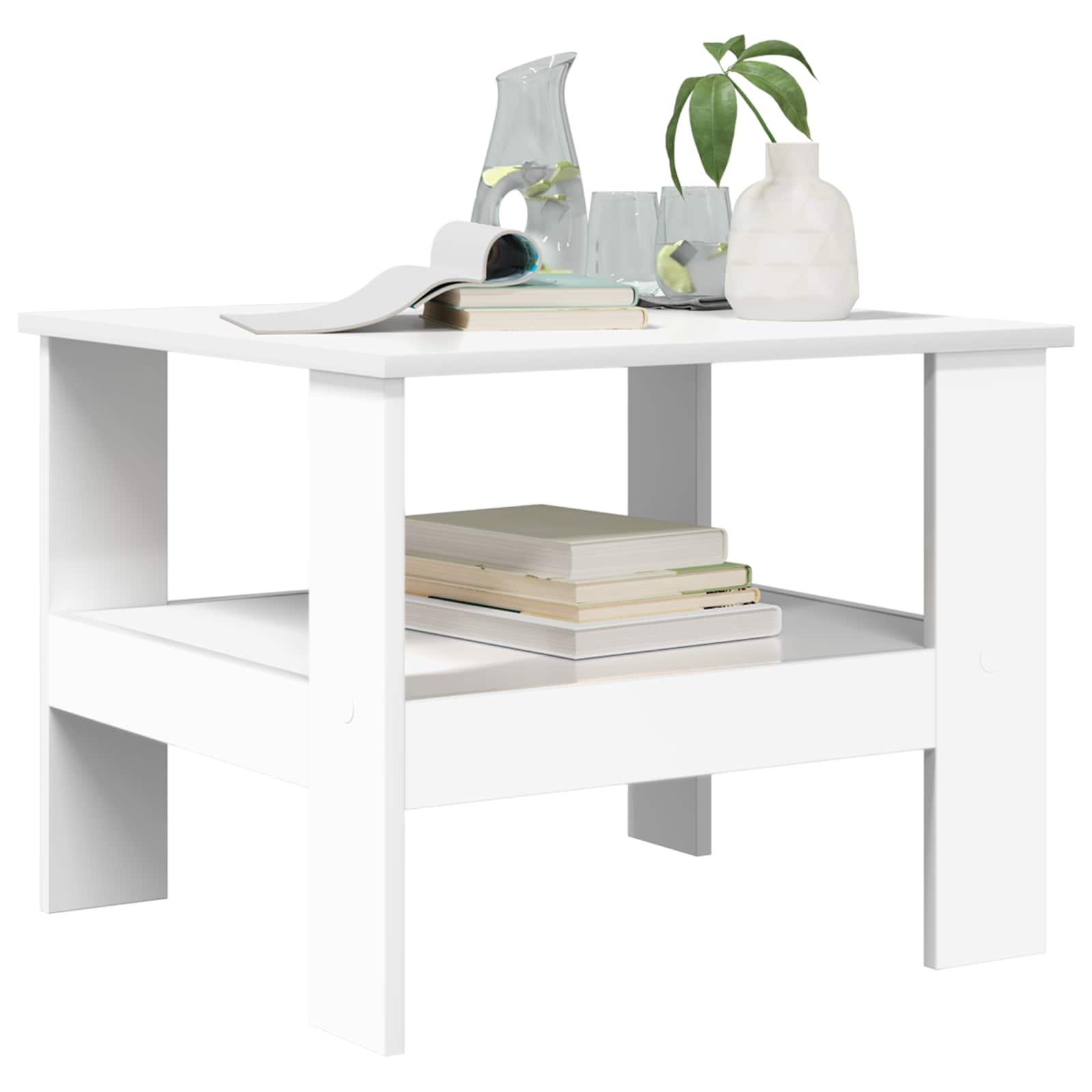 vidaXL Stolik kawowy Biały 57 x 55 x 45 cm Materiał drewnopochodny