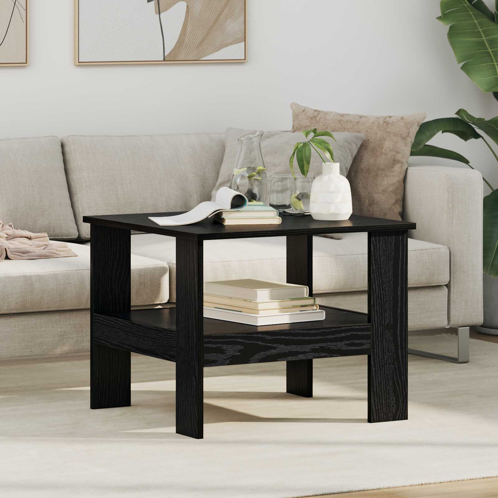 vidaXL Stolik kawowy Czarny Dąb 57 x 55 x 45 cm