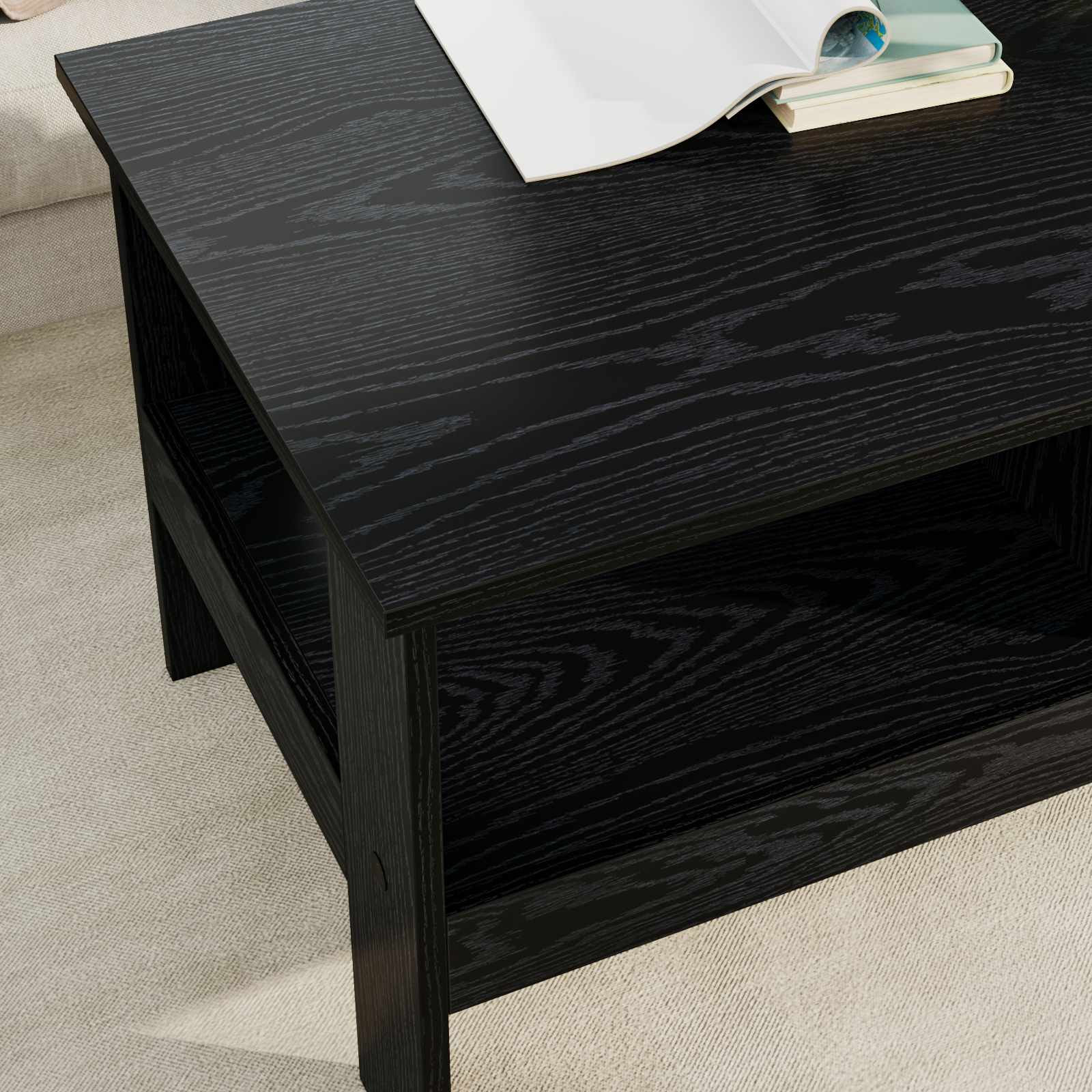 vidaXL Stolik kawowy Czarny Dąb 90 x 50 x 45 cm