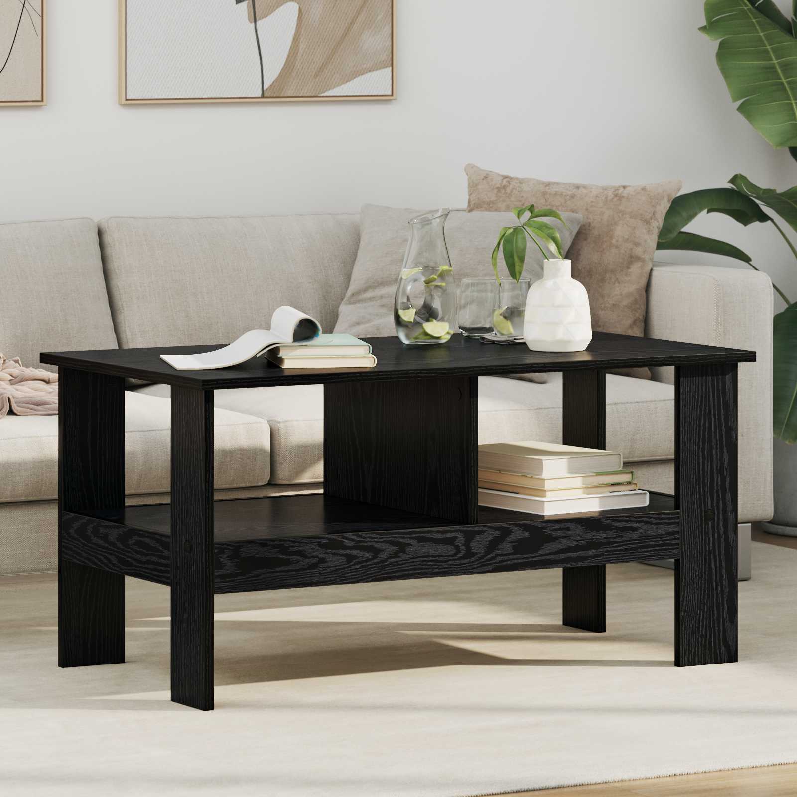 vidaXL Stolik kawowy Czarny Dąb 90 x 50 x 45 cm