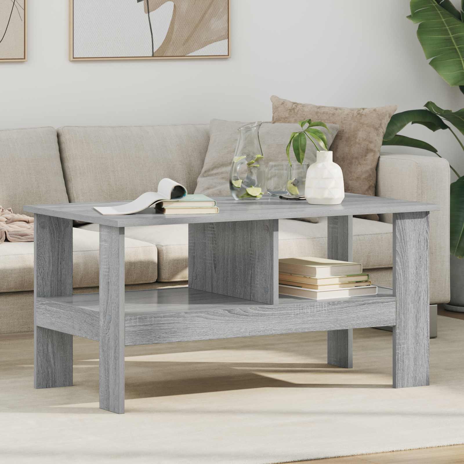 vidaXL Stolik kawowy Szary Sonoma 90 x 50 x 45 cm