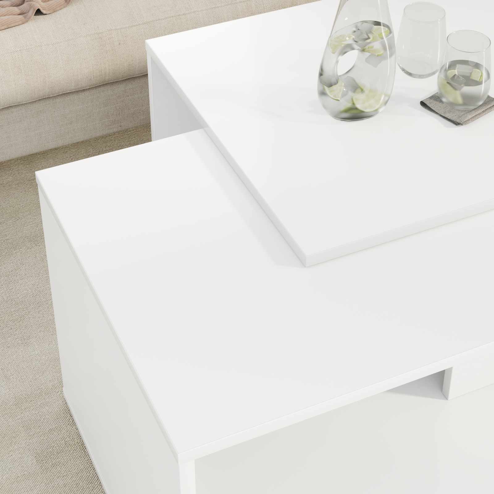 vidaXL Zestaw stolików kawowych 2 pcs Biały Materiał drewnopochodny