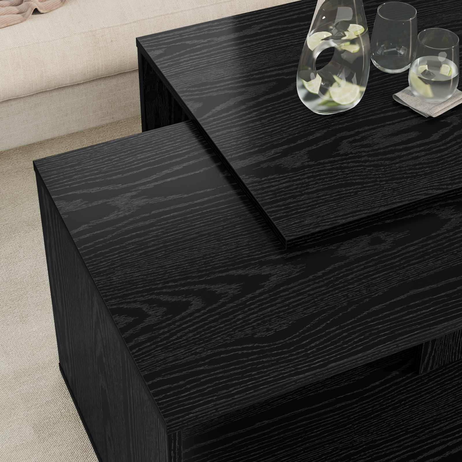vidaXL Zestaw stolików kawowych 2 pcs Czarny Dąb