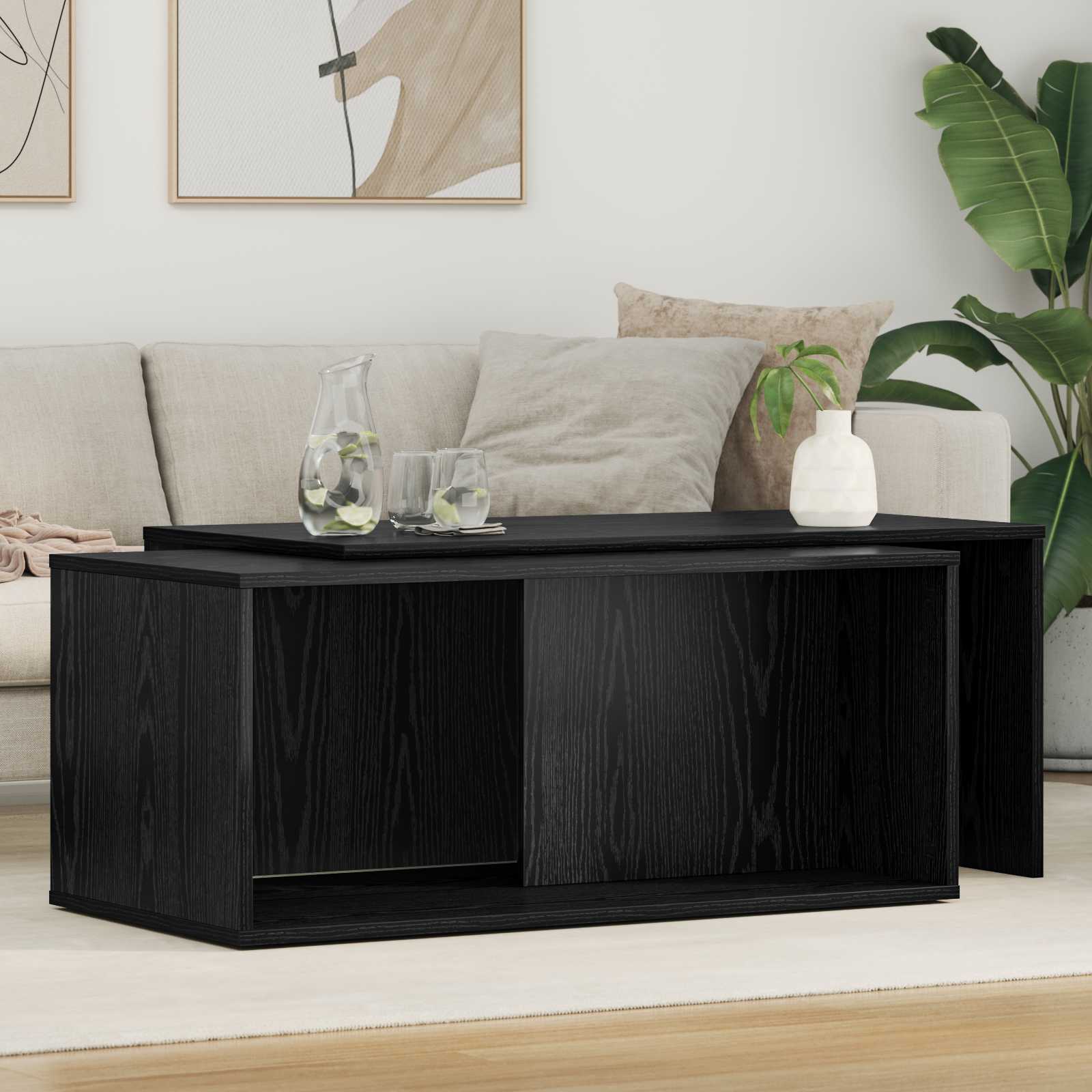 vidaXL Zestaw stolików kawowych 2 pcs Czarny Dąb