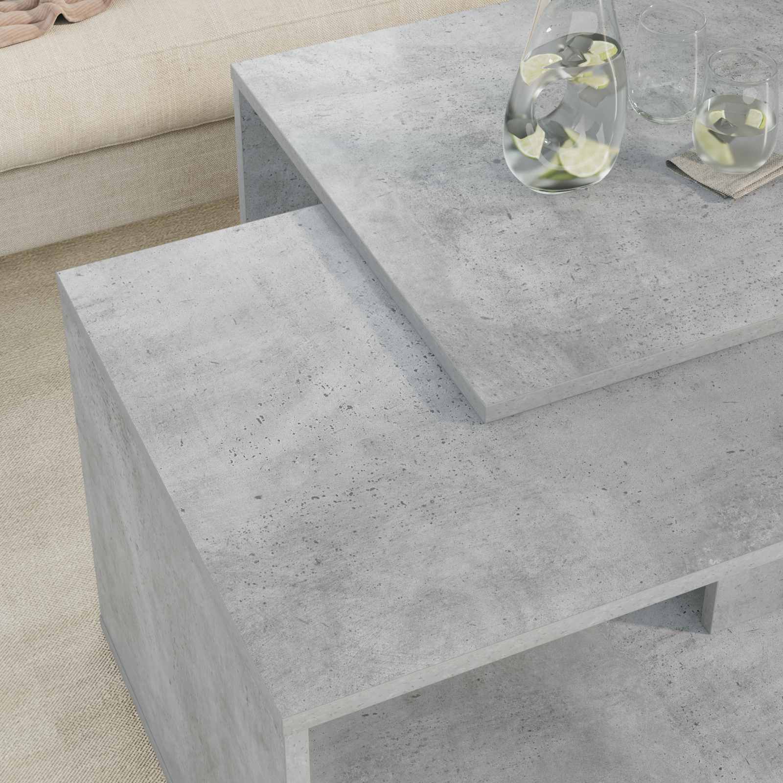 vidaXL Zestaw stolików kawowych 2 pcs Betonowy szary