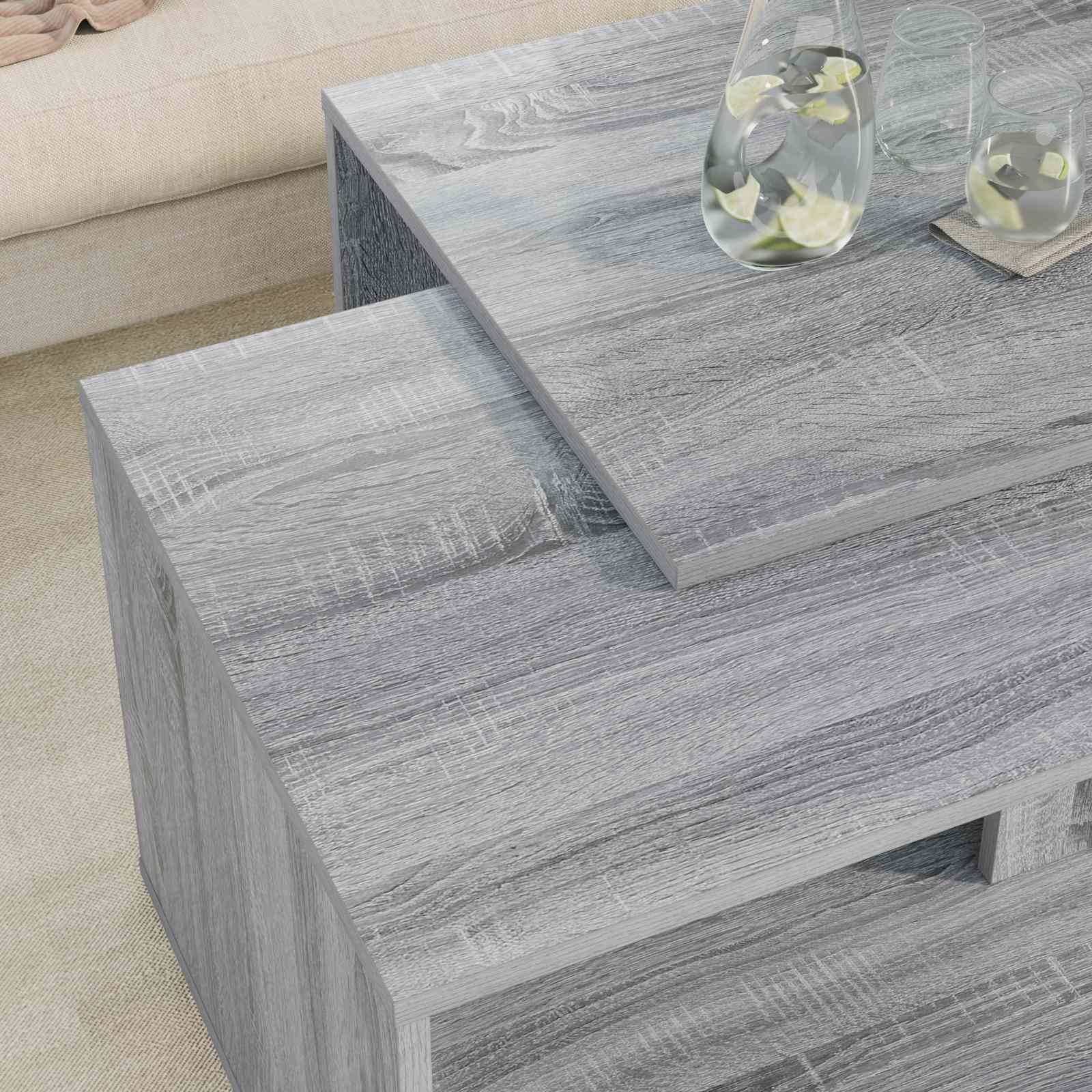 vidaXL Zestaw stolików kawowych 2 pcs Szary Sonoma