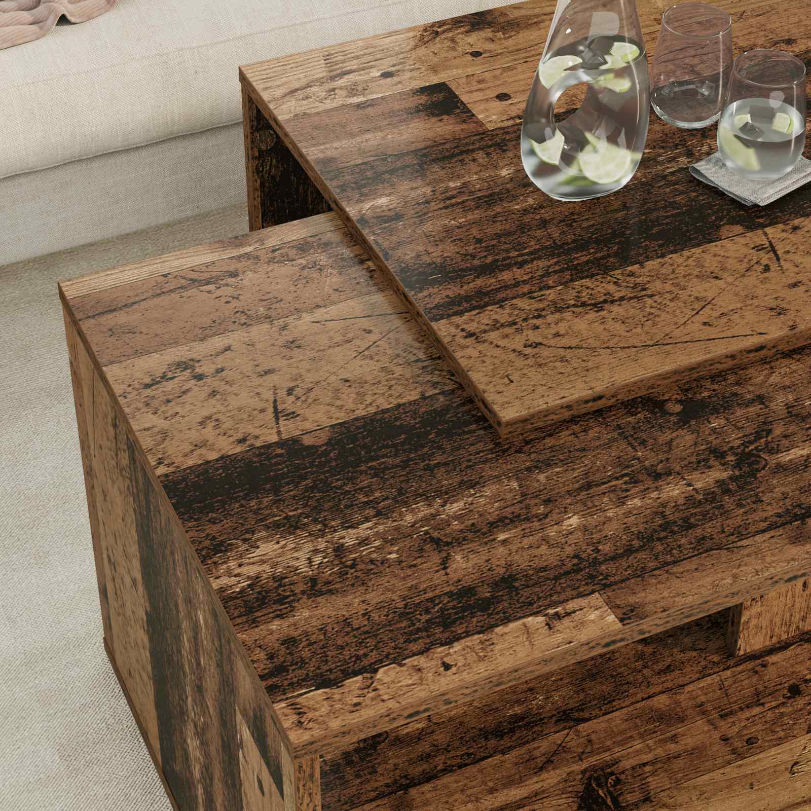 vidaXL Zestaw stolików kawowych 2 pcs Stare drewno