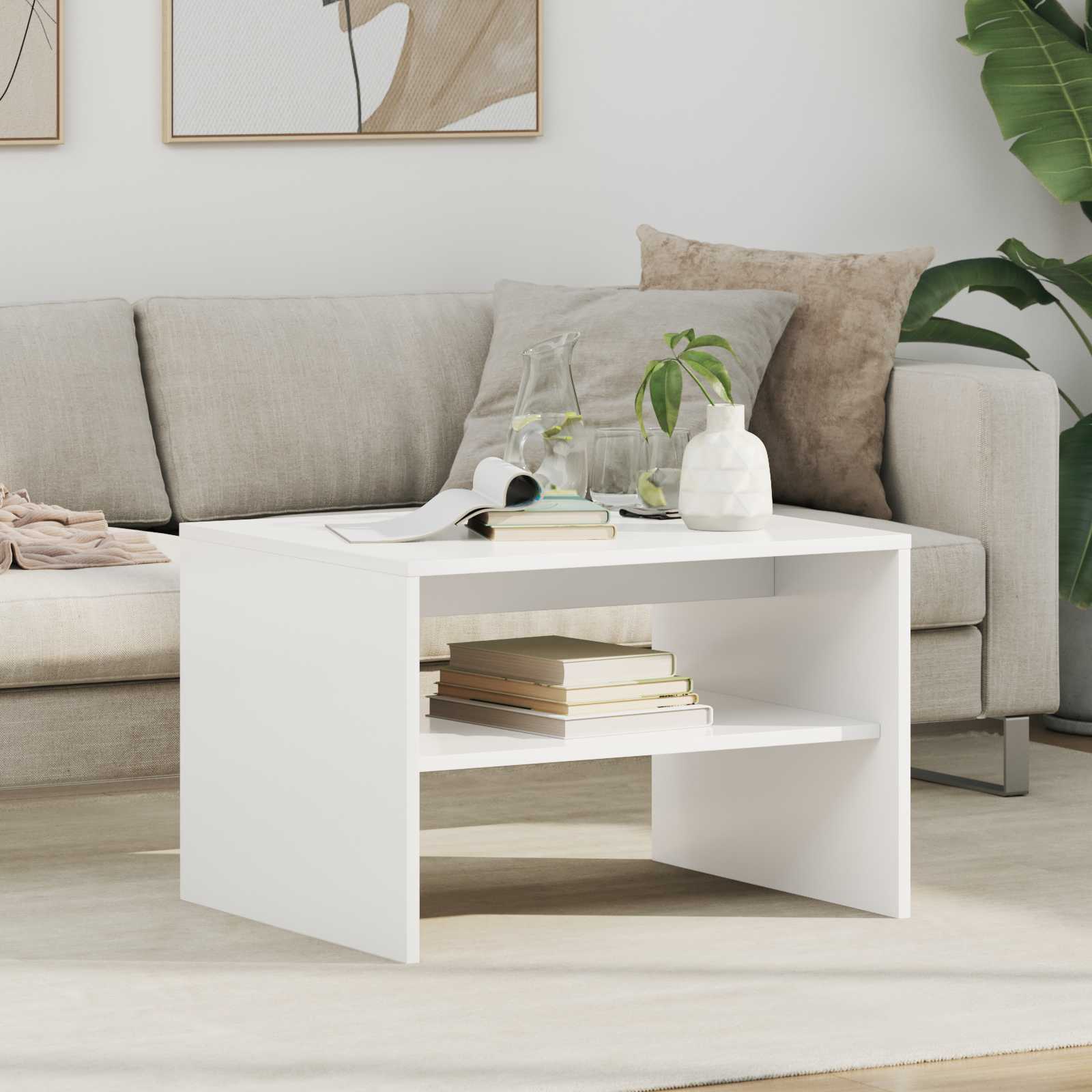 vidaXL Stolik kawowy Biały 60 x 50 x 40 cm Materiał drewnopochodny