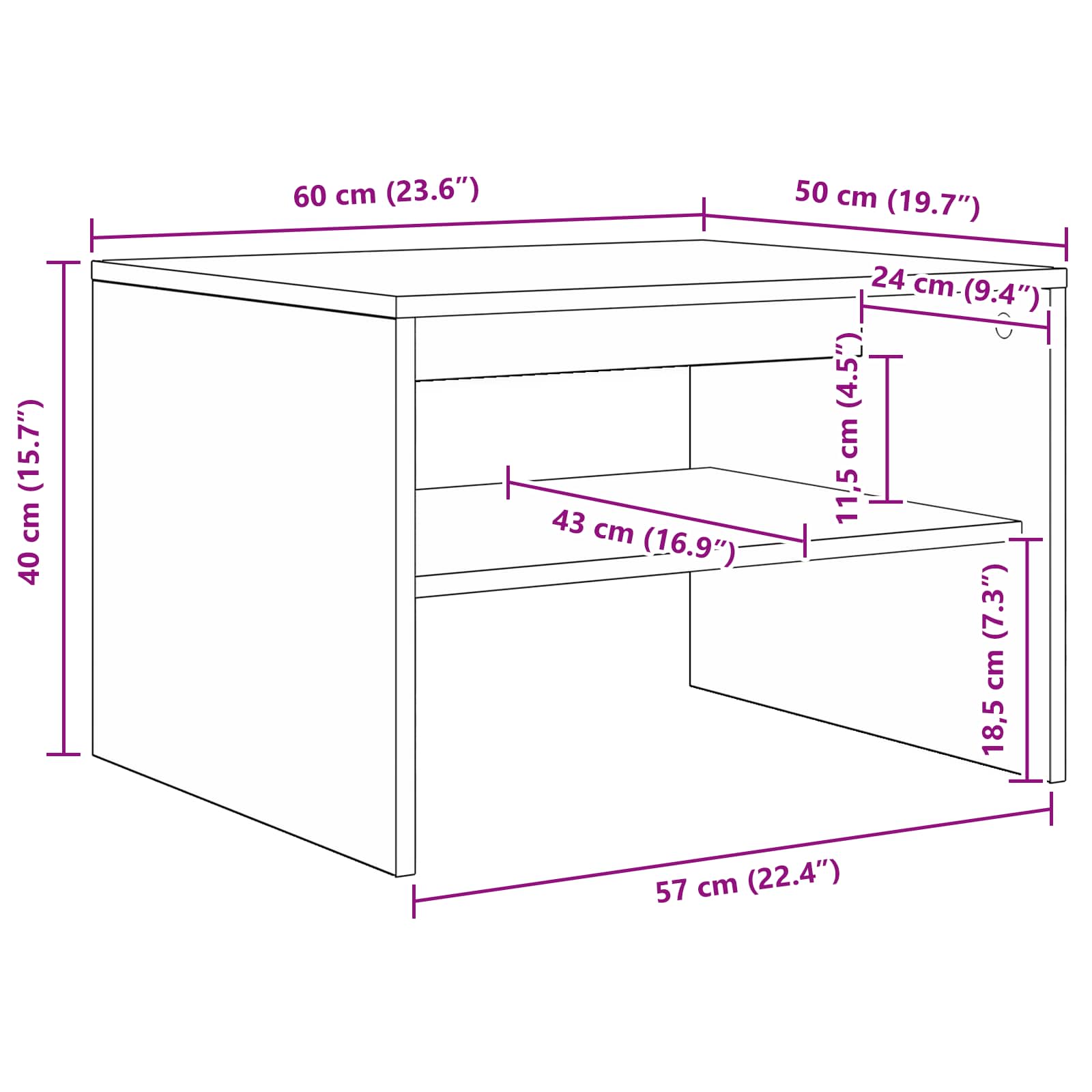 vidaXL Stolik kawowy Biały 60 x 50 x 40 cm Materiał drewnopochodny