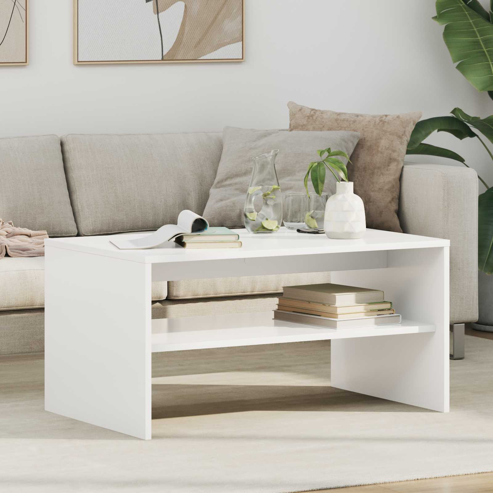 vidaXL Stolik kawowy Biały 80 x 50 x 40 cm Materiał drewnopochodny