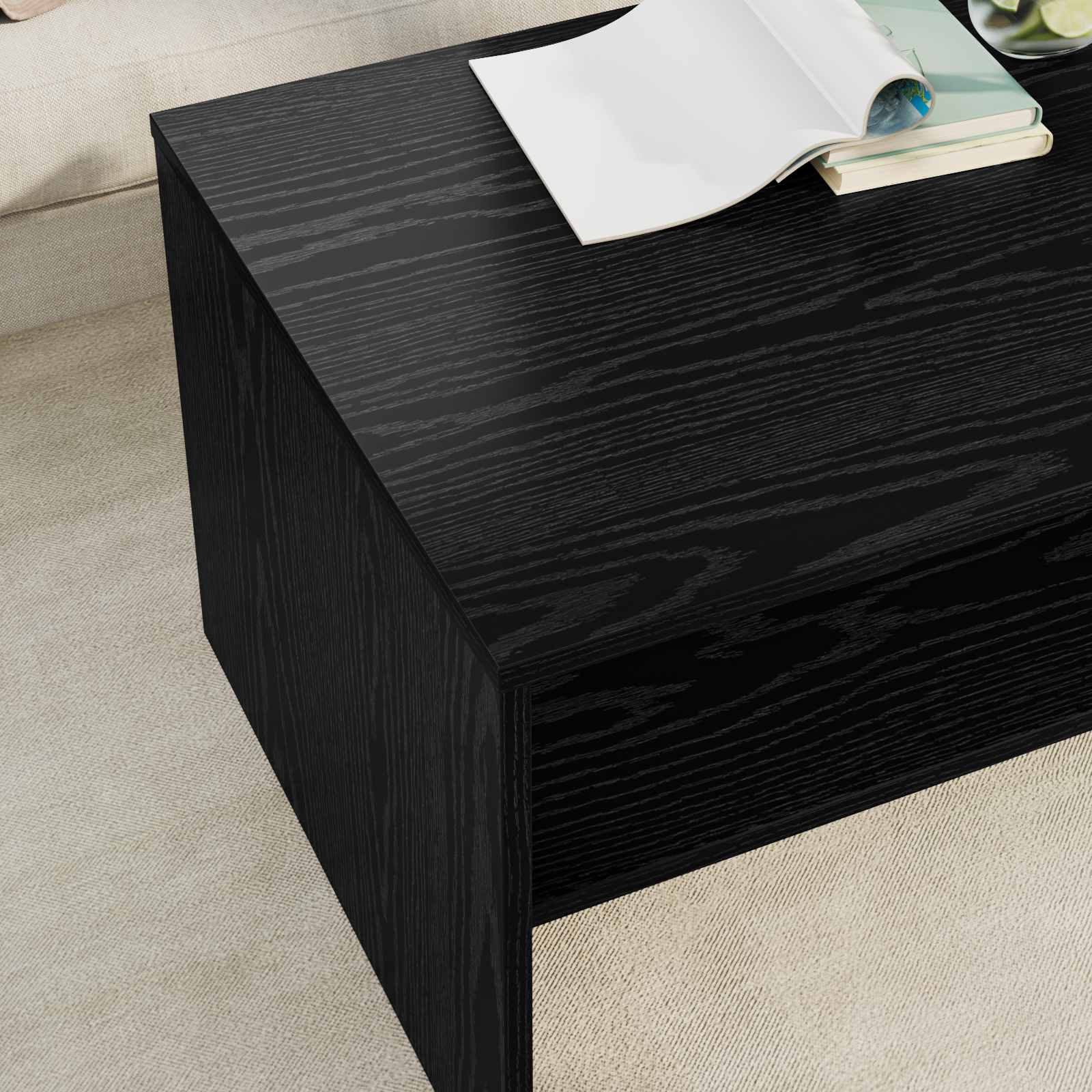 vidaXL Stolik kawowy Czarny Dąb 80 x 50 x 40 cm
