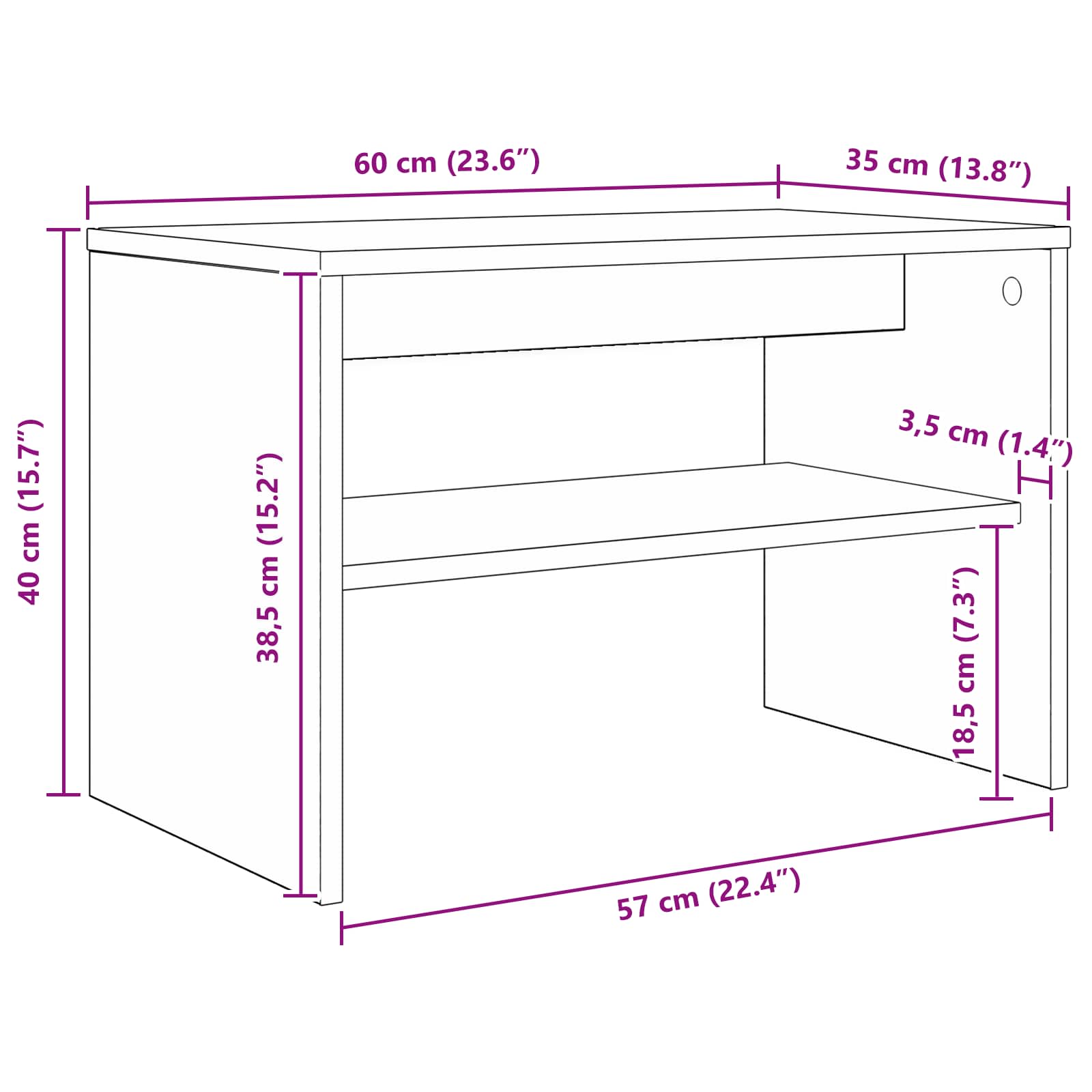 vidaXL Szafka pod telewizor Szary Sonoma 60 x 35 x 40 cm