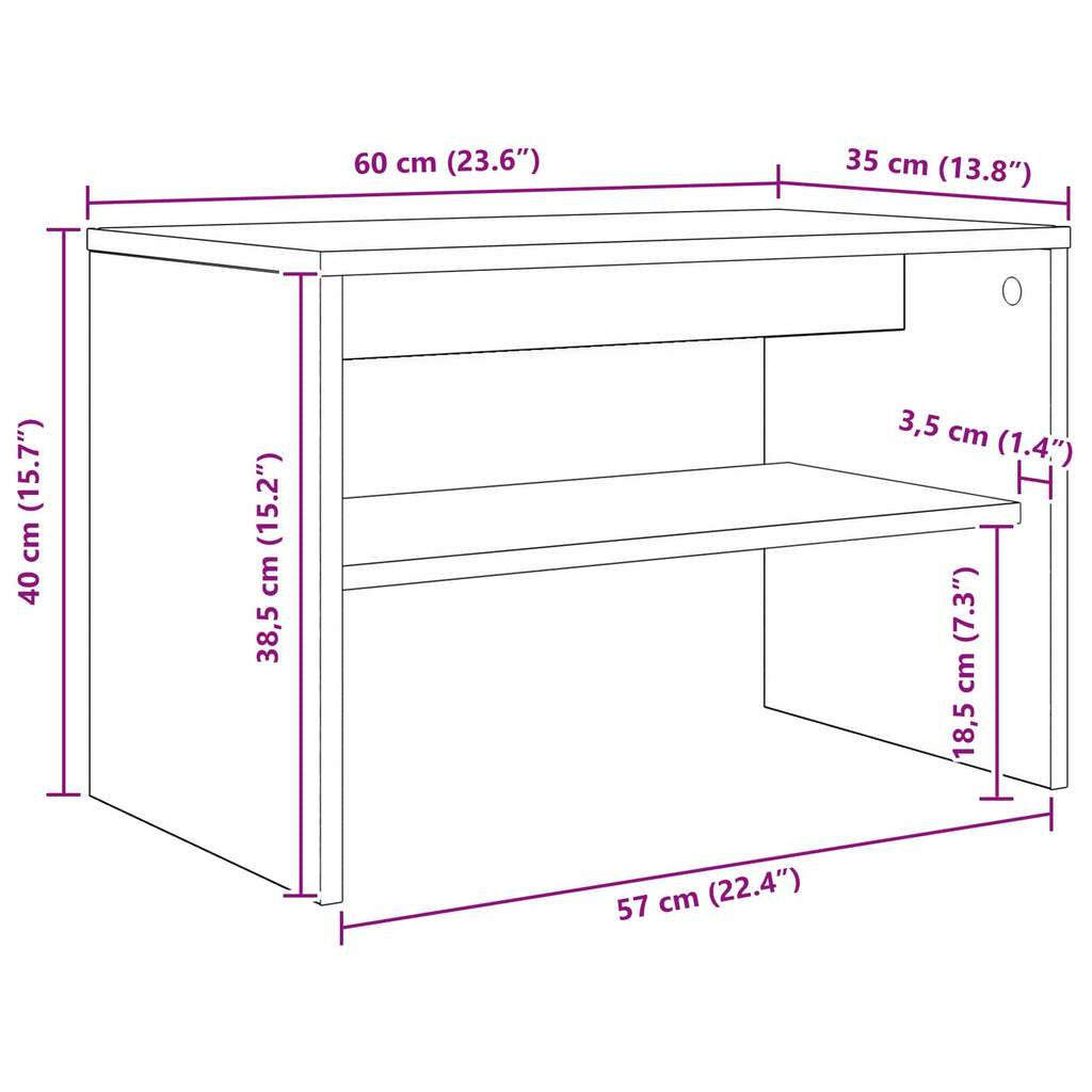 vidaXL Szafka pod telewizor Stare drewno 60 x 35 x 40 cm