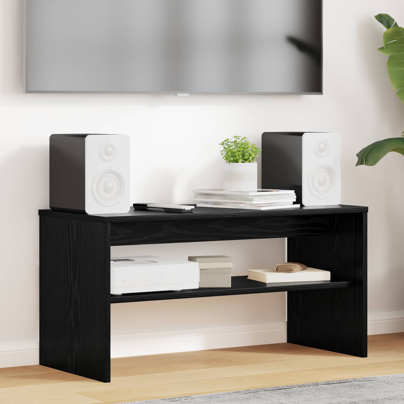 vidaXL Szafka pod telewizor Czarny Dąb 80 x 35 x 40 cm
