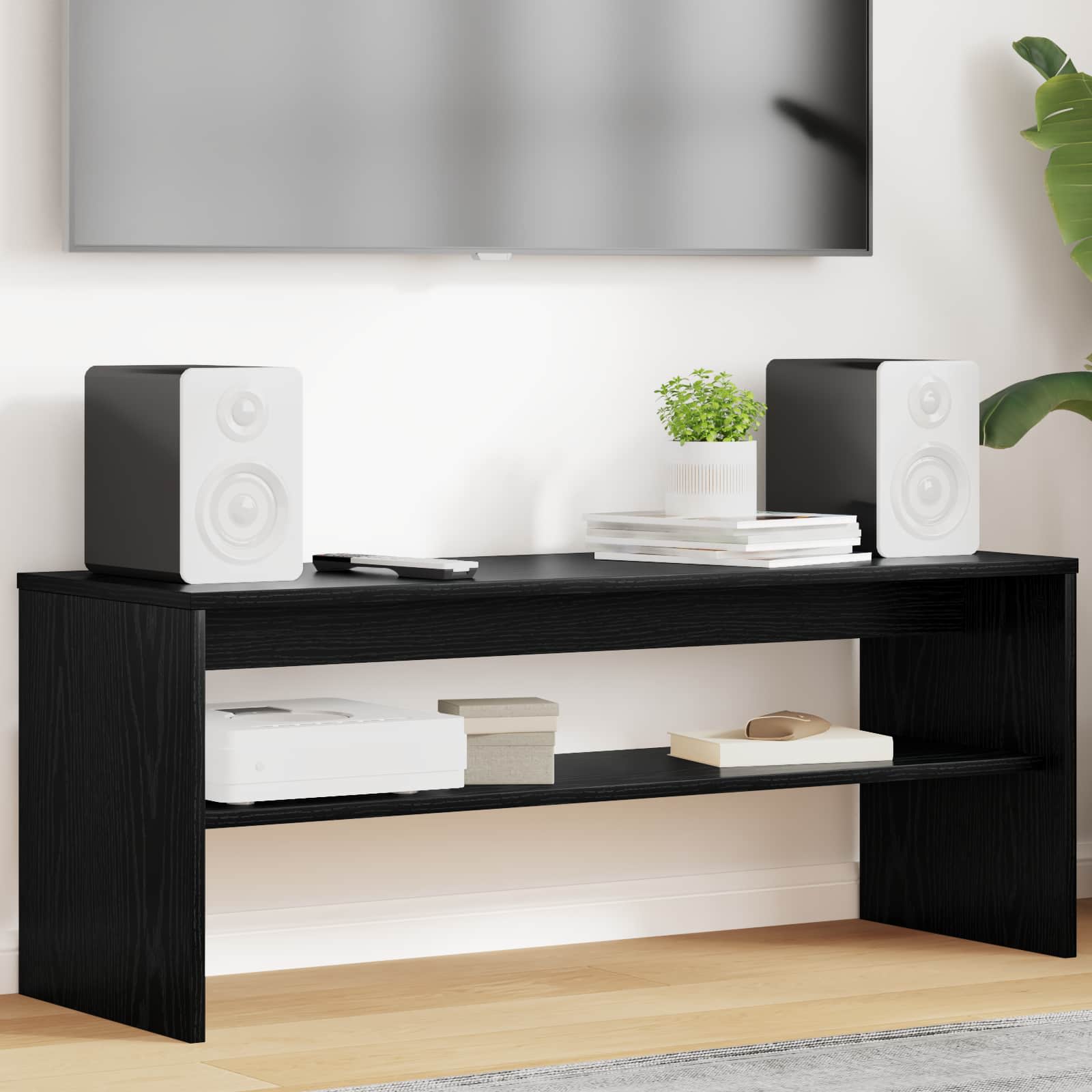 vidaXL Szafka pod telewizor Czarny Dąb 100 x 35 x 40 cm