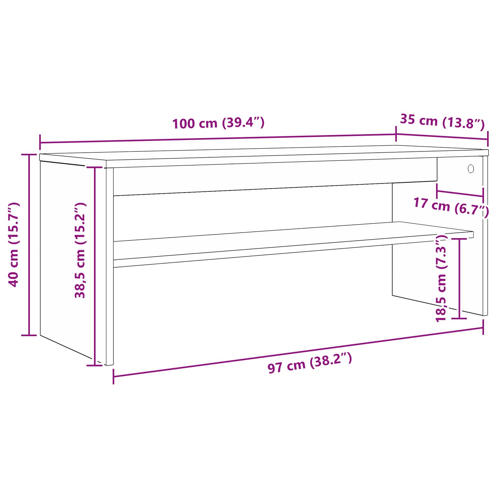 vidaXL Szafka pod telewizor Szary Sonoma 100 x 35 x 40 cm