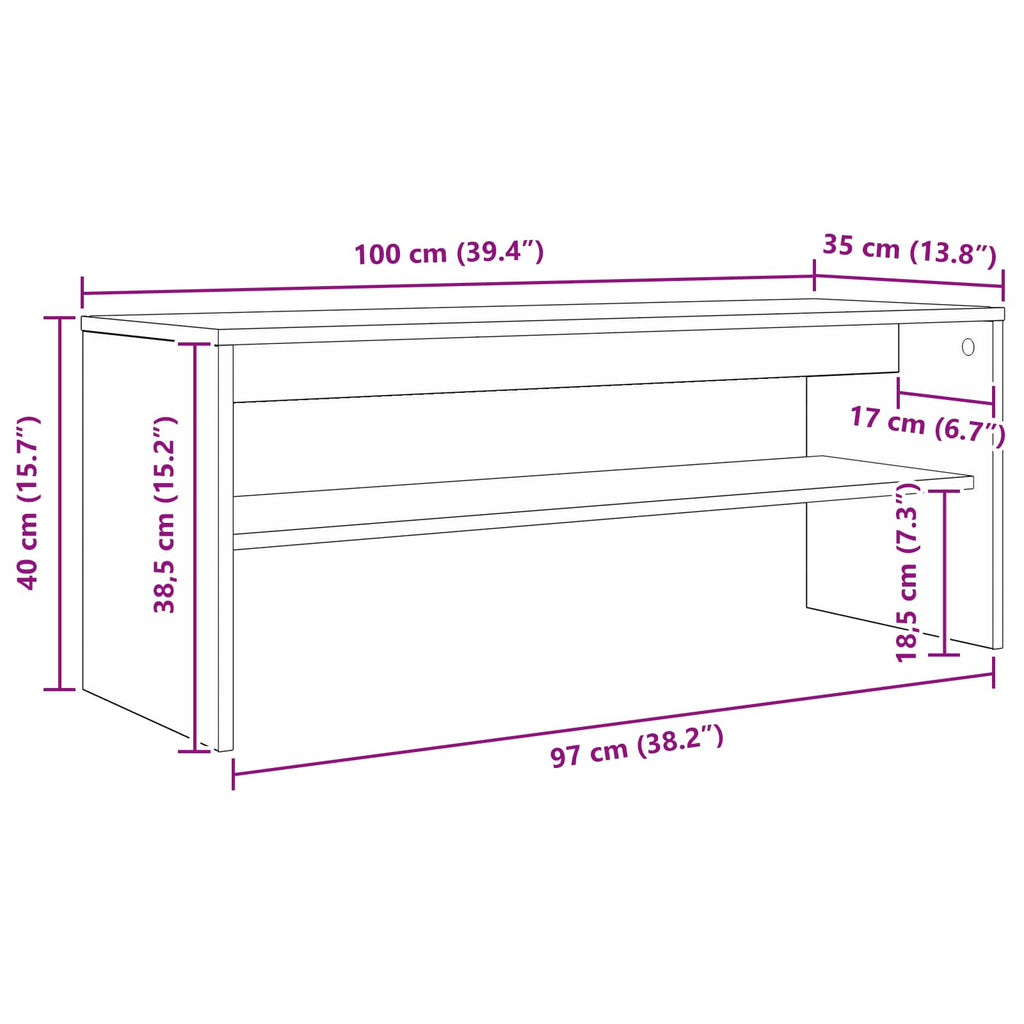 vidaXL Szafka pod telewizor Stare drewno 100 x 35 x 40 cm