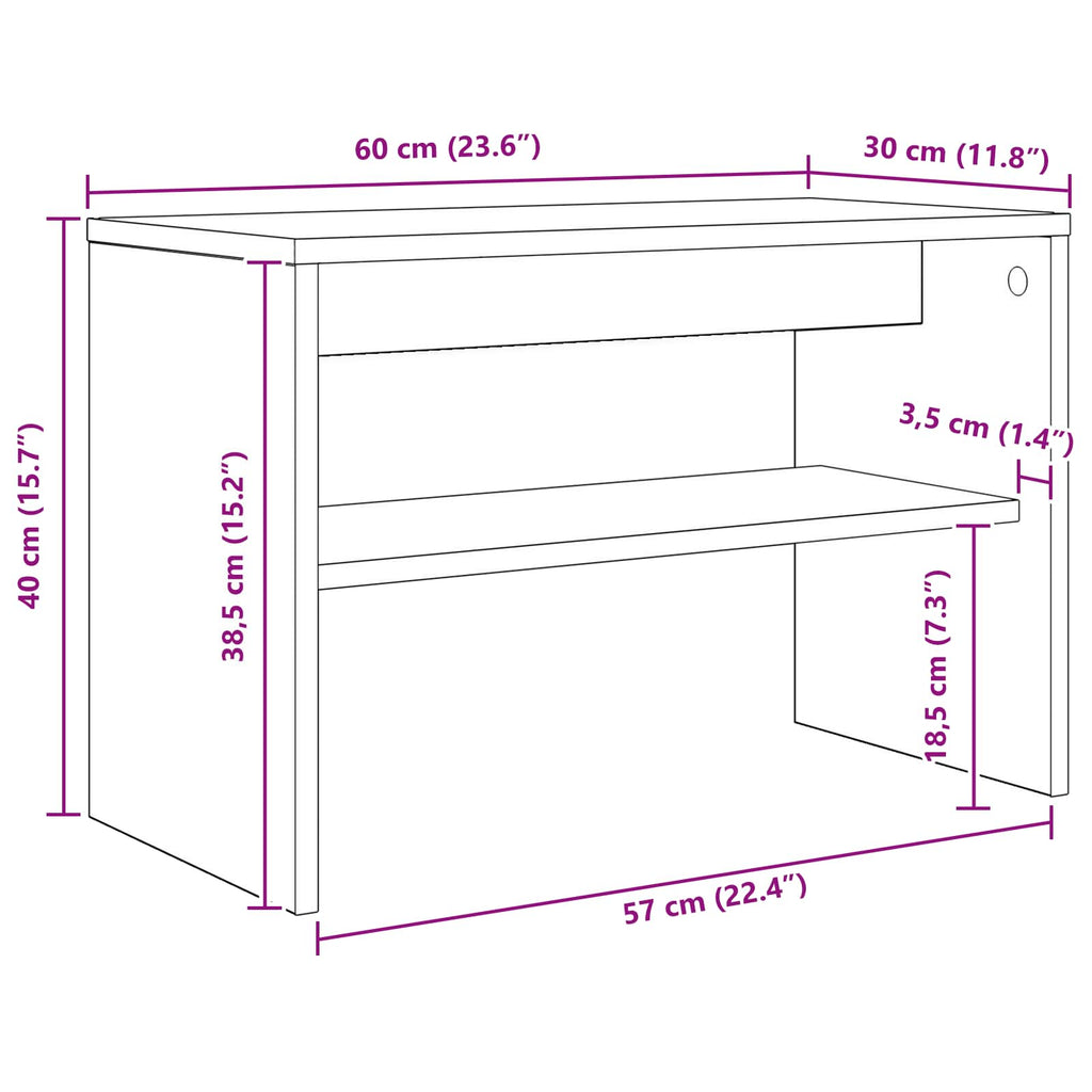 vidaXL Szafka pod telewizor Dąb Sonoma 60 x 30 x 40 cm