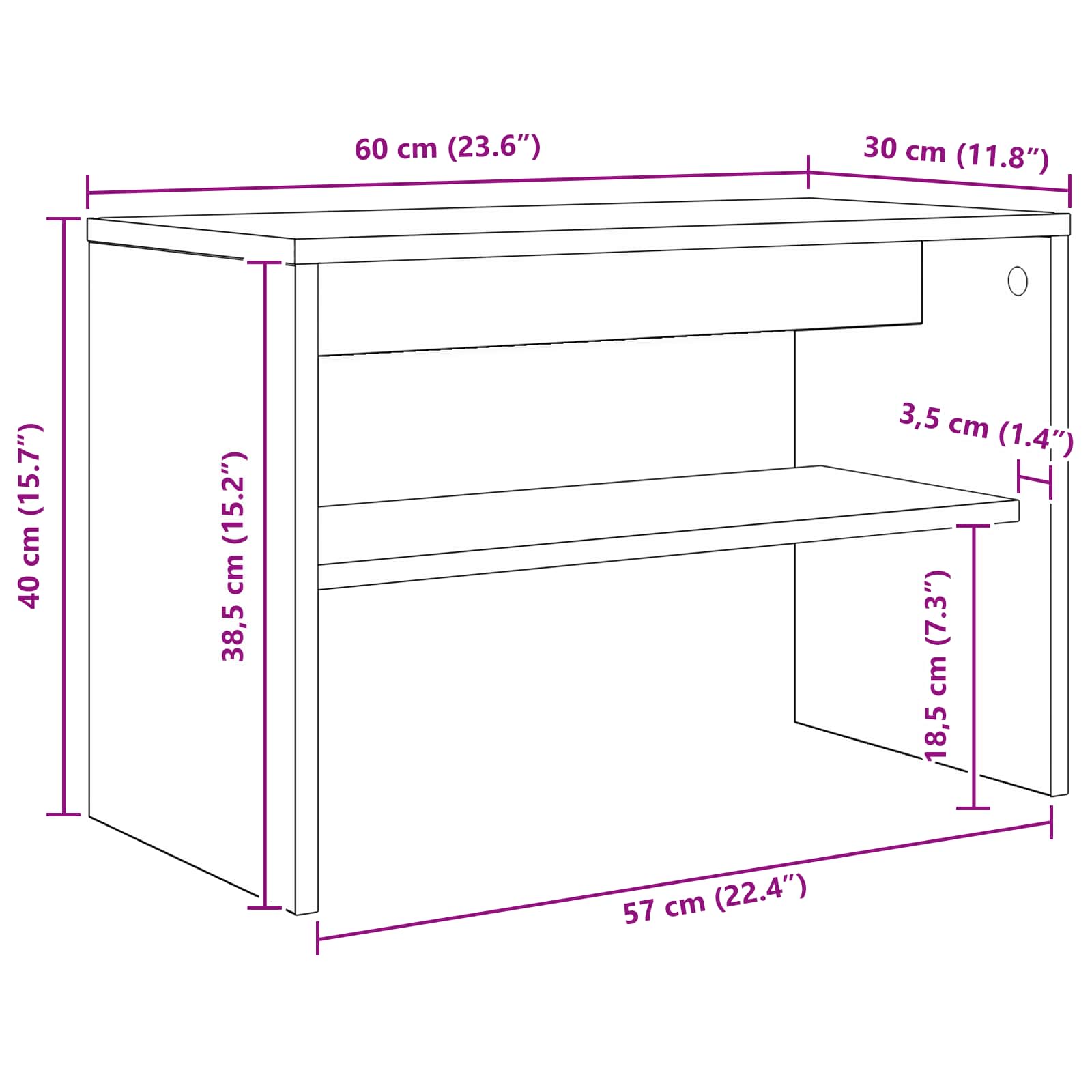 vidaXL Szafka pod telewizor Szary Sonoma 60 x 30 x 40 cm