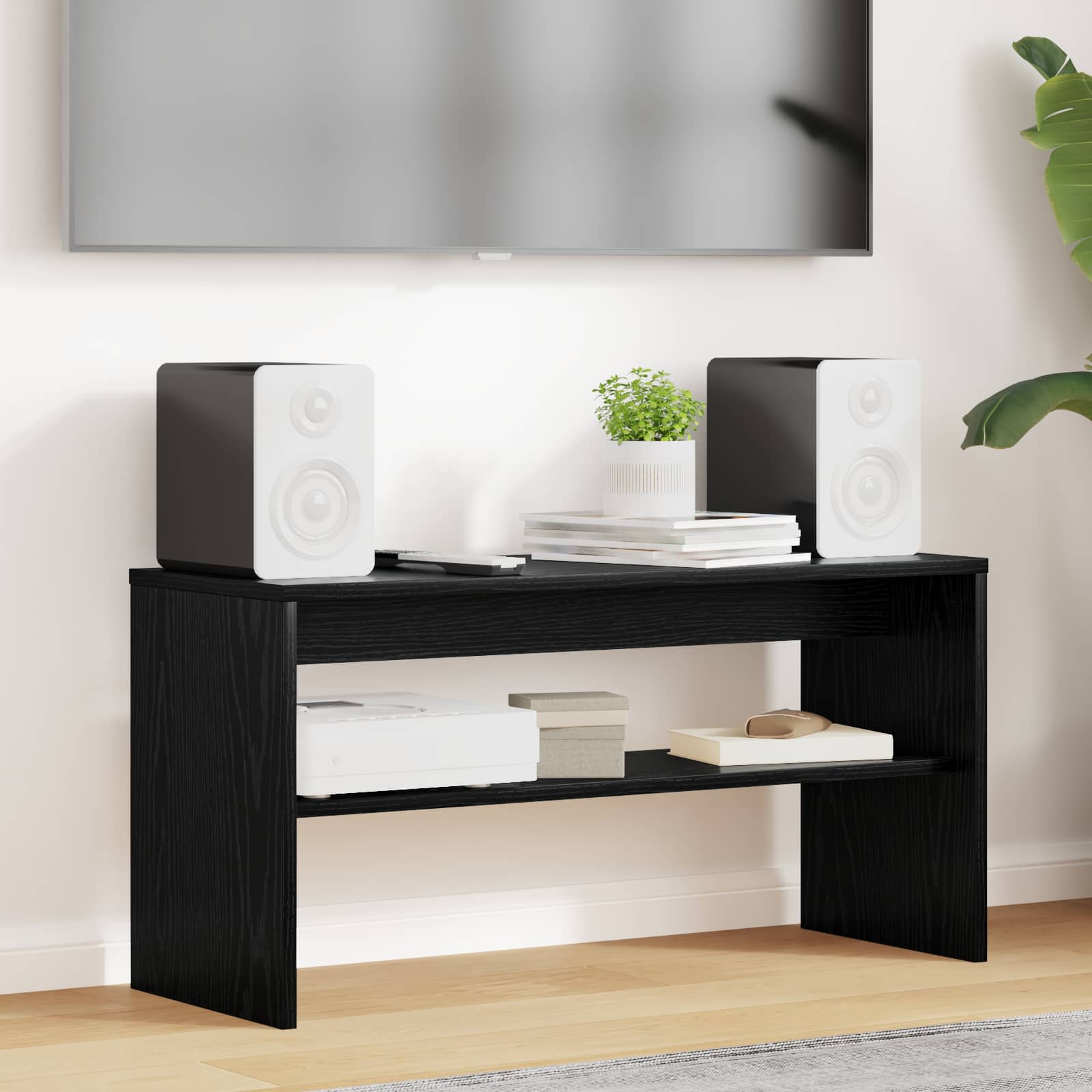 vidaXL Szafka pod telewizor Czarny Dąb 80 x 30 x 40 cm