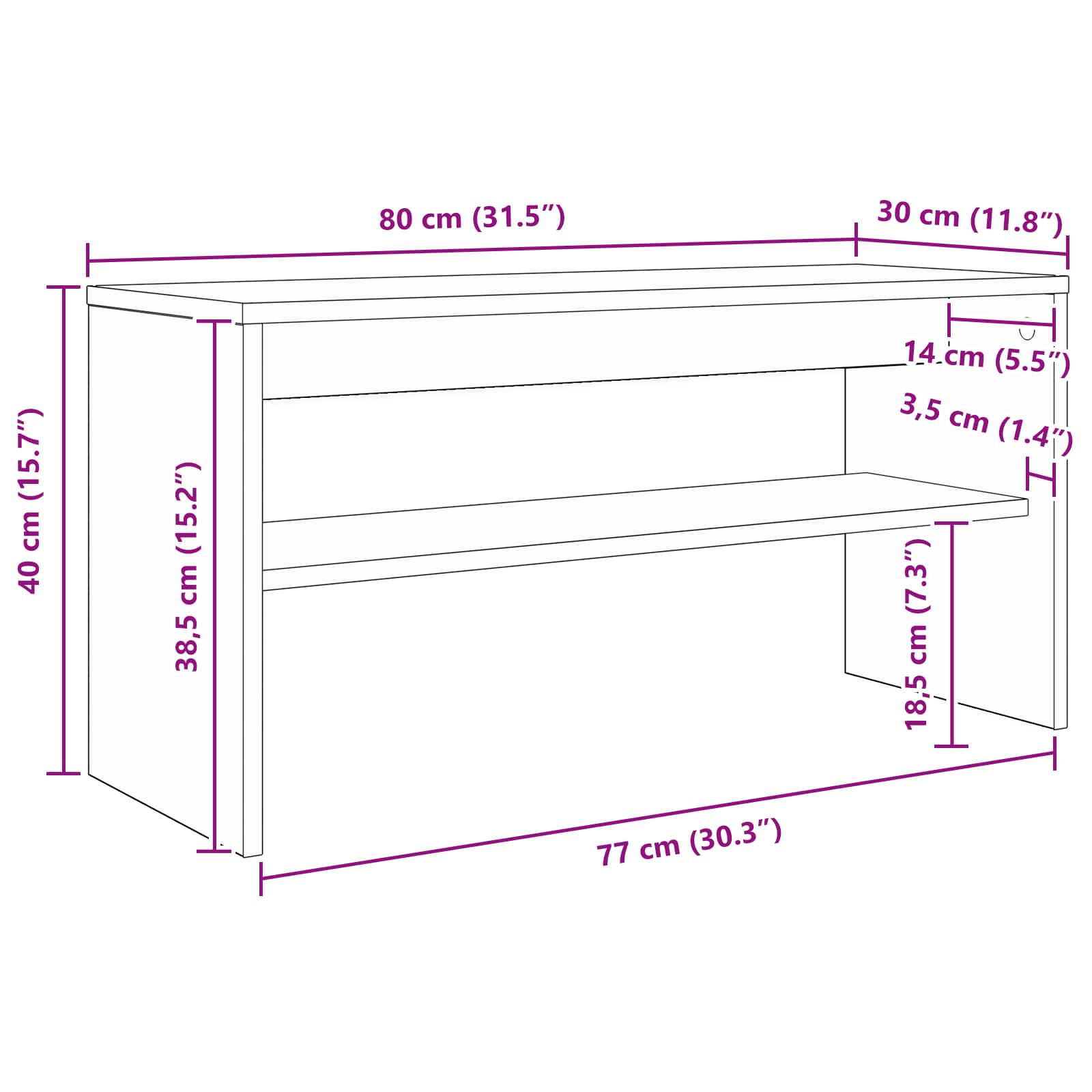 vidaXL Szafka pod telewizor Betonowy szary 80 x 30 x 40 cm