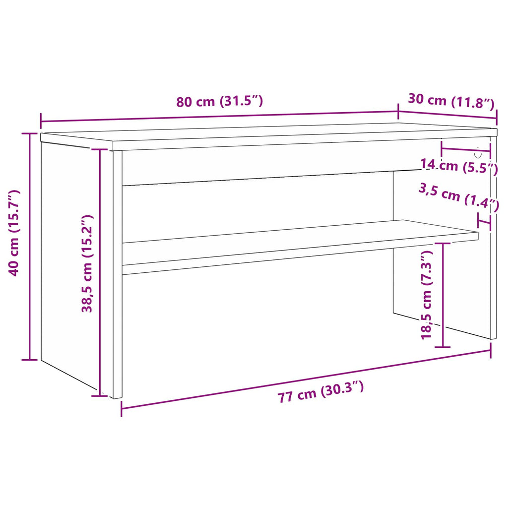 vidaXL Szafka pod telewizor Dąb wędzony 80 x 30 x 40 cm