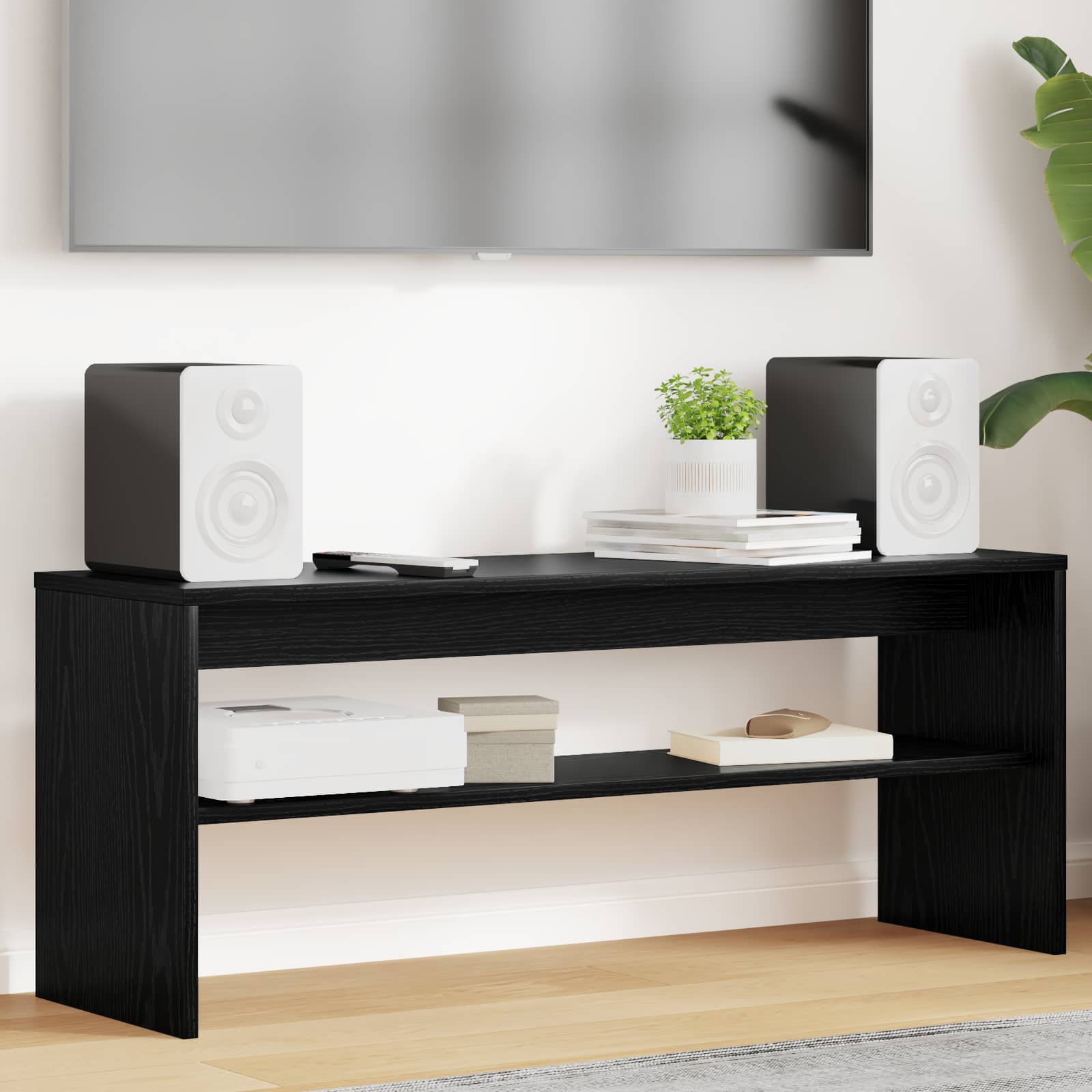 vidaXL Szafka pod telewizor Czarny Dąb 100 x 30 x 40 cm