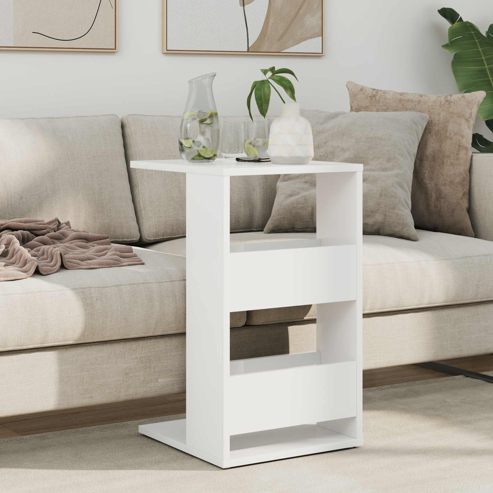 vidaXL Stolik boczny Biały 40 x 35 x 60,5 cm Materiał drewnopochodny