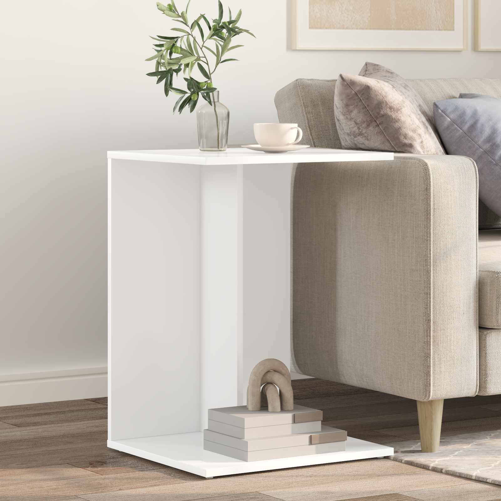 vidaXL Stolik boczny Biały 45 x 40 x 62,5 cm Materiał drewnopochodny