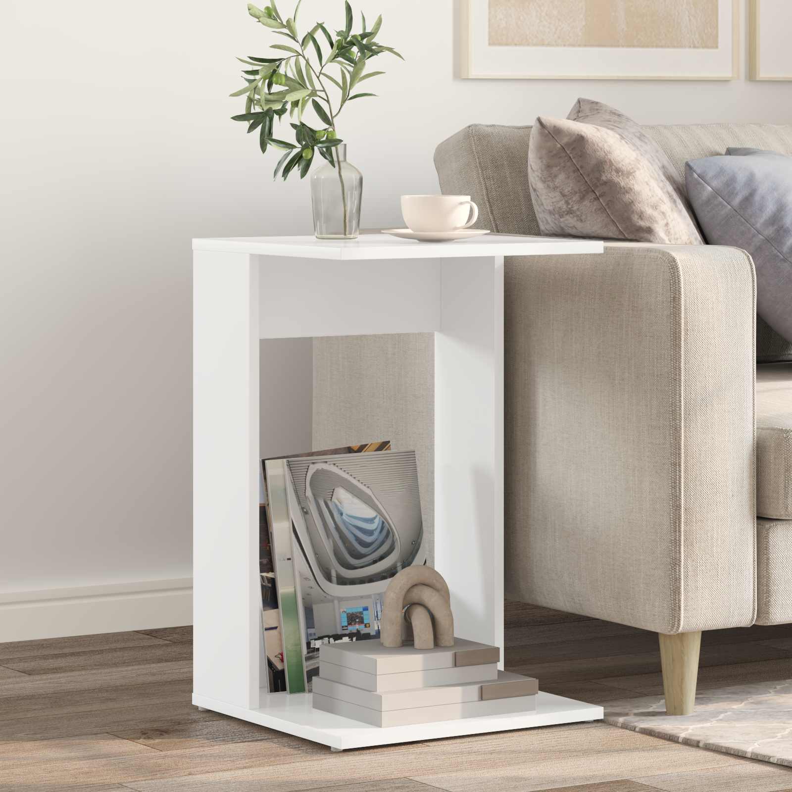 vidaXL Stolik boczny Biały 40 x 38 x 62,5 cm Materiał drewnopochodny