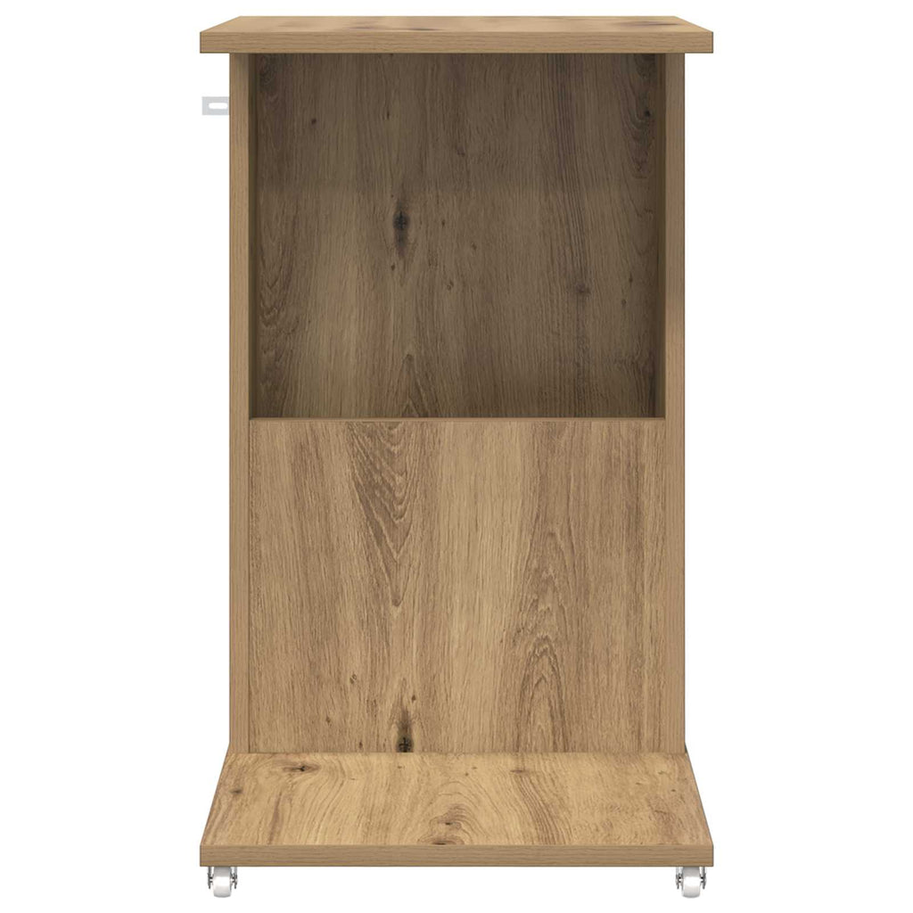 vidaXL Stolik boczny z kołem Dąb rzemieślniczy 40 x 35 x 60 cm
