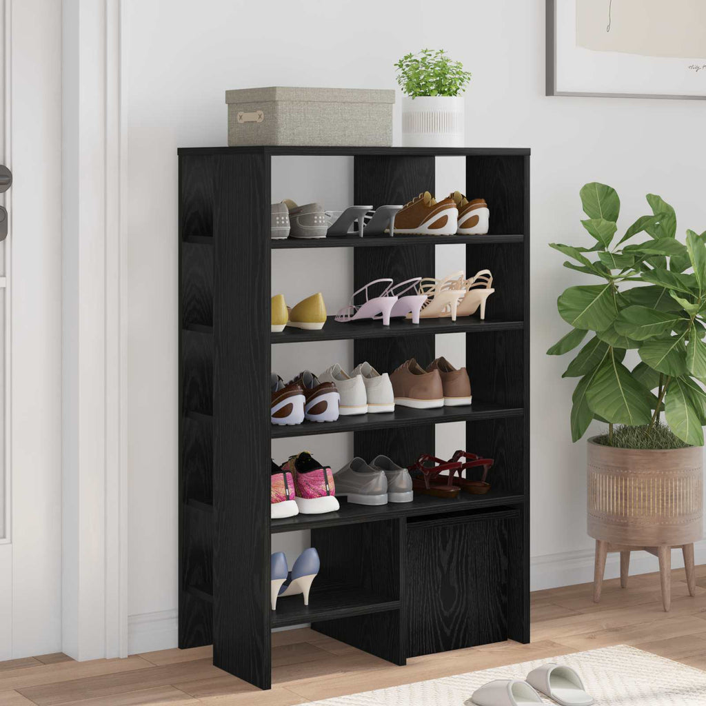 vidaXL Szafka na buty z półką 2 pcs Czarny Dąb Materiał drewnopochodny