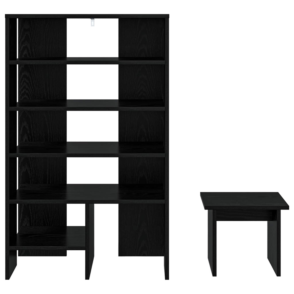 vidaXL Szafka na buty z półką 2 pcs Czarny Dąb Materiał drewnopochodny
