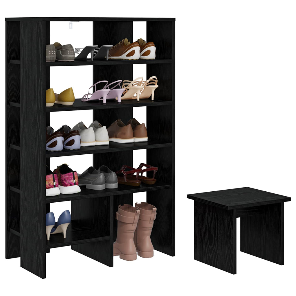 vidaXL Szafka na buty z półką 2 pcs Czarny Dąb Materiał drewnopochodny