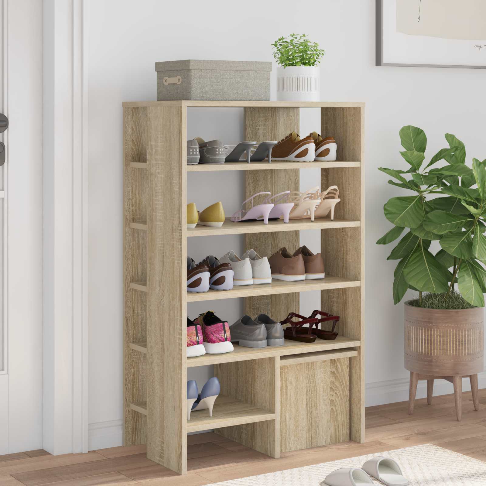 vidaXL Szafka na buty z półką 2 pcs Dąb Sonoma Materiał drewnopochodny