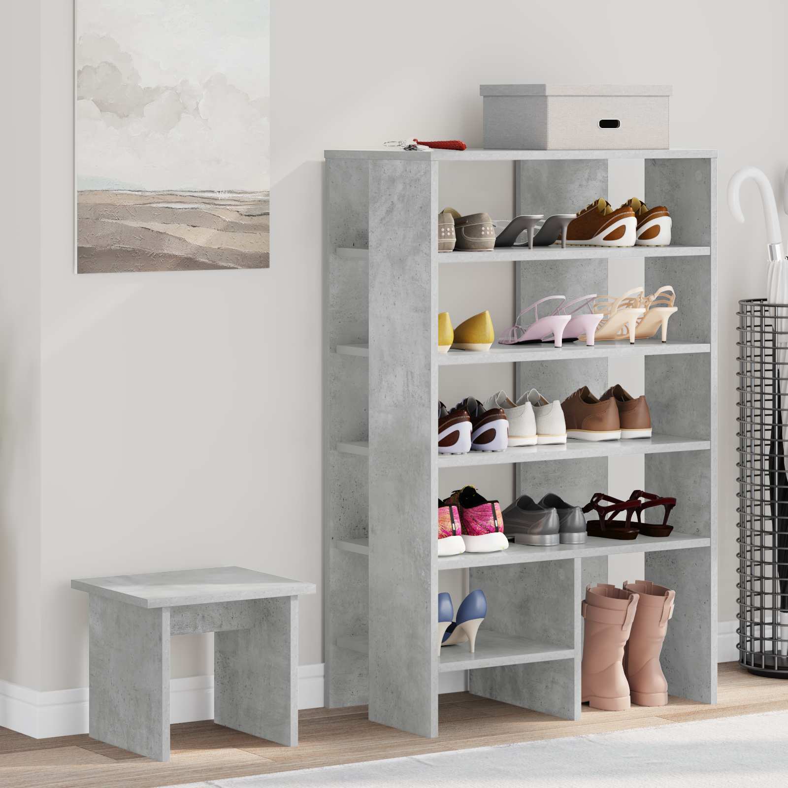 vidaXL Szafka na buty 2 pcs Betonowy szary Materiał drewnopochodny