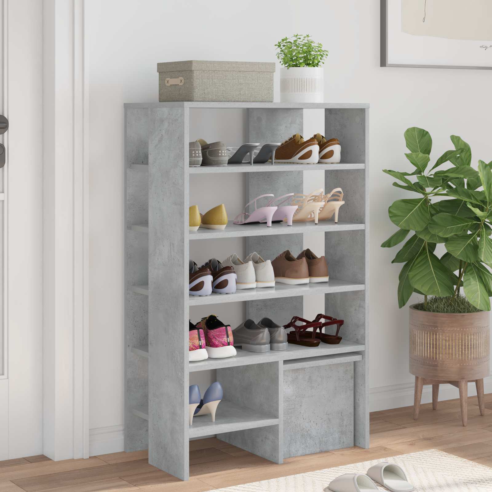 vidaXL Szafka na buty 2 pcs Betonowy szary Materiał drewnopochodny