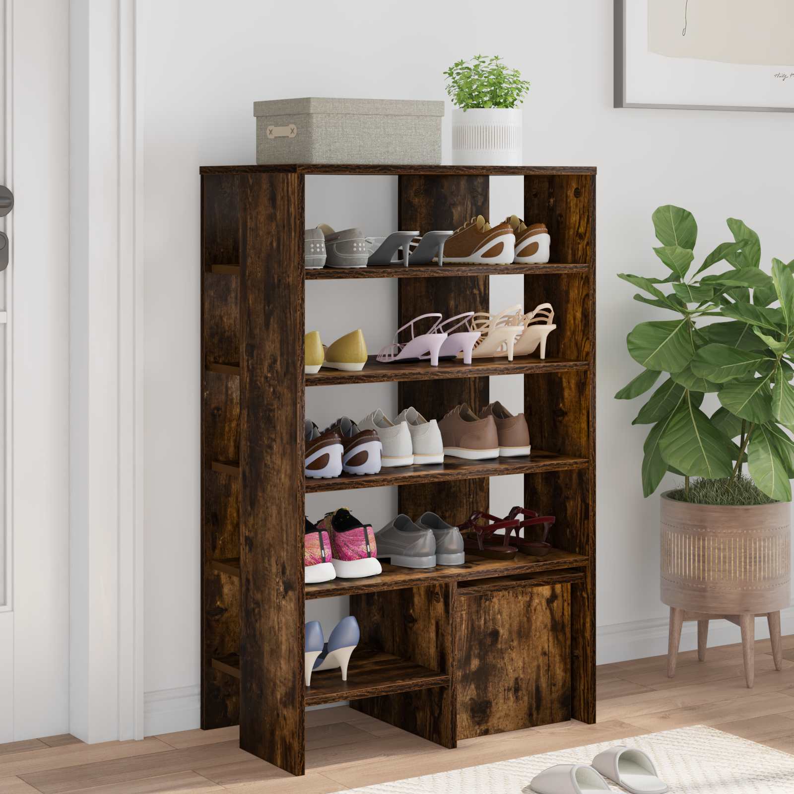 vidaXL Szafka na buty 2 pcs Dąb wędzony Materiał drewnopochodny