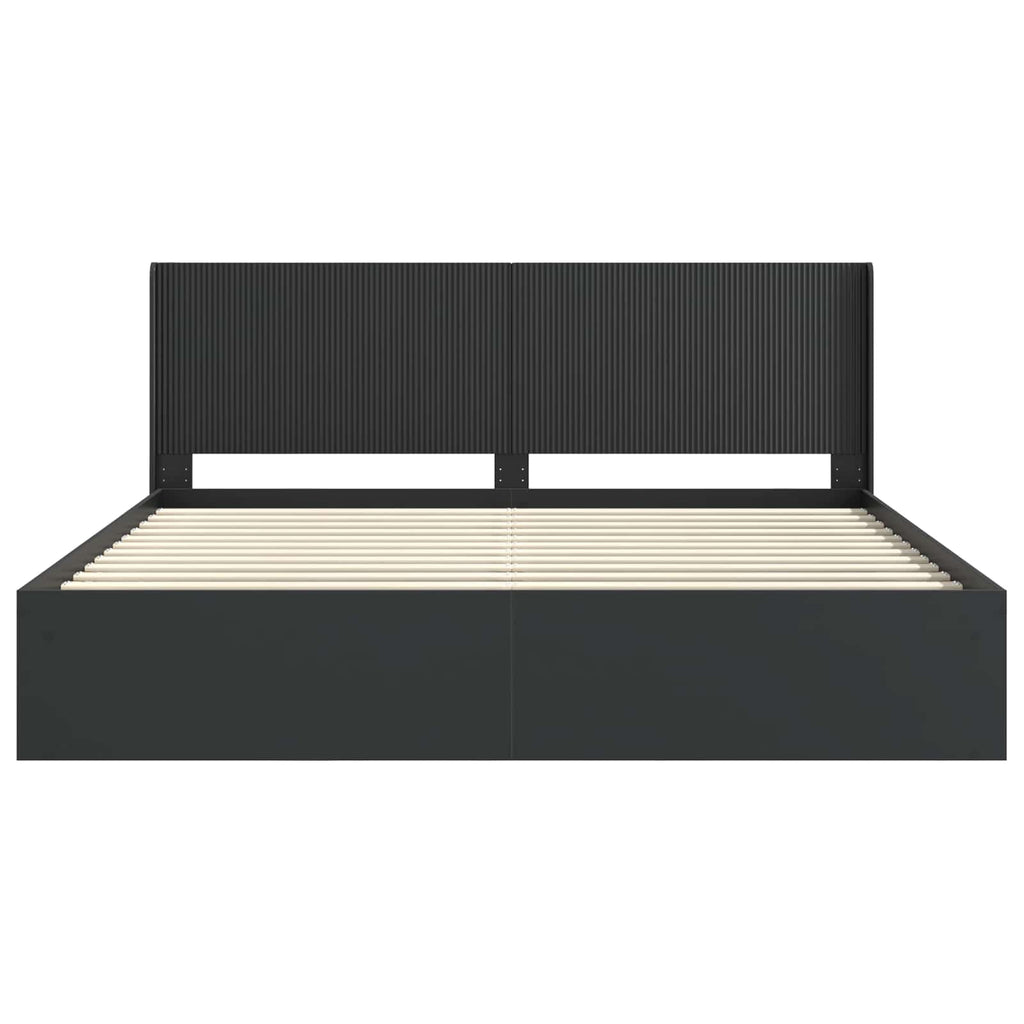 vidaXL Stelaż łóżka z przechowywaniem i zagłówkiem Czarny 200 x 200 cm