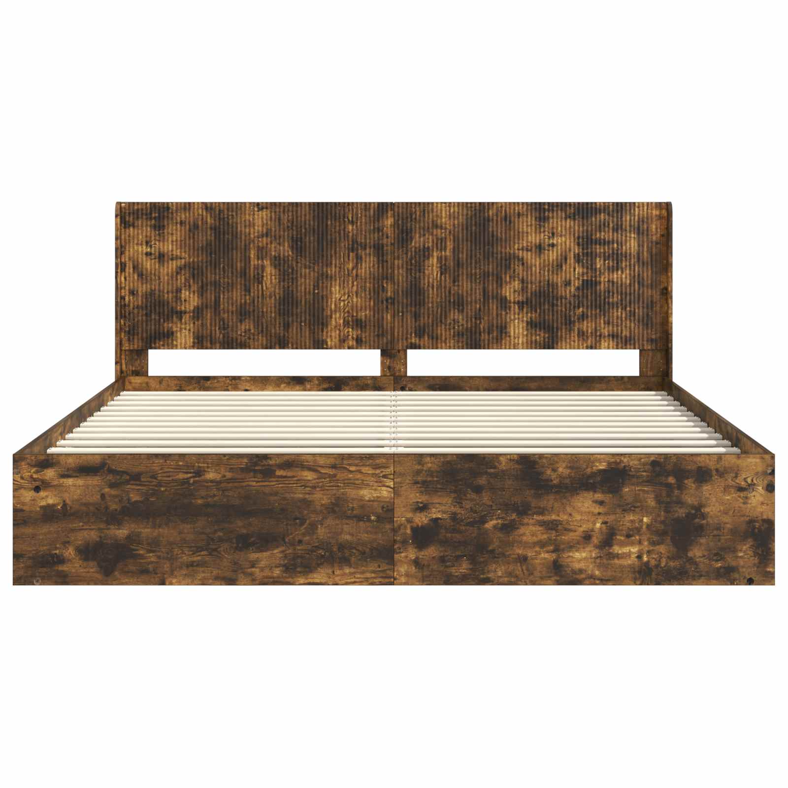 vidaXL Stelaż łóżka z przechowywaniem i zagłówkiem Dąb wędzony