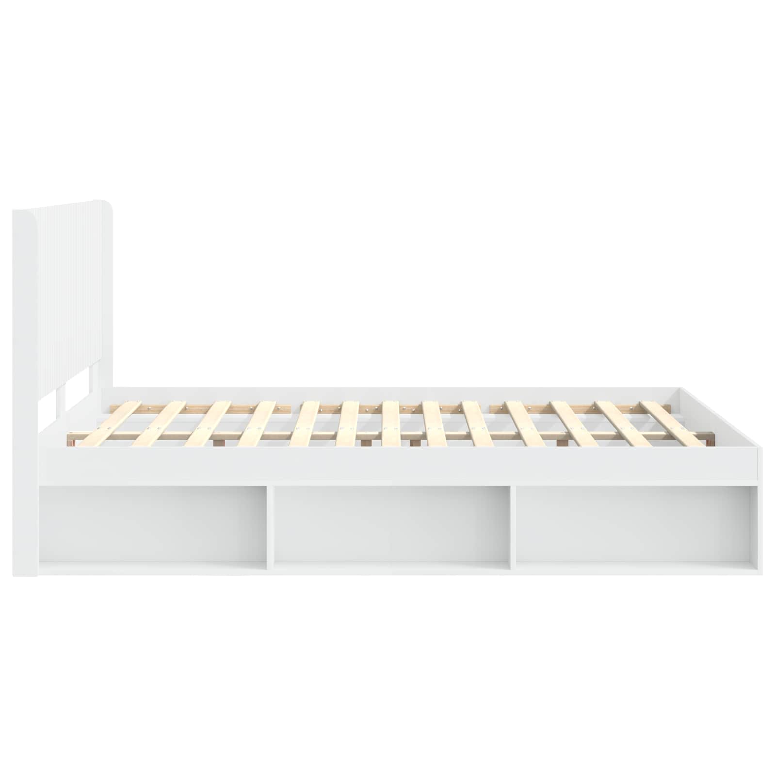 vidaXL Stelaż łóżka z przechowywaniem i zagłówkiem Biały 150 x 200 cm