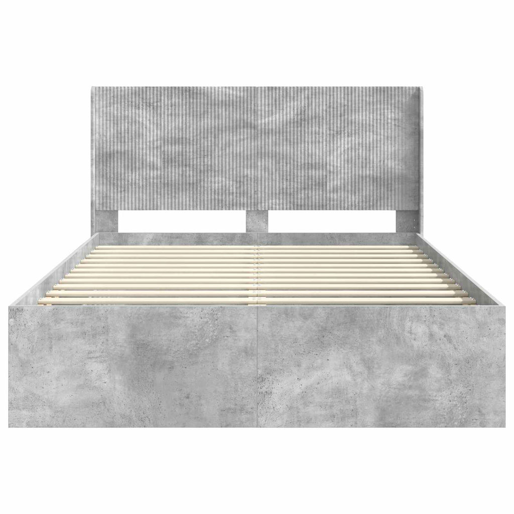 vidaXL Stelaż łóżka z przechowywaniem i zagłówkiem Betonowy szary