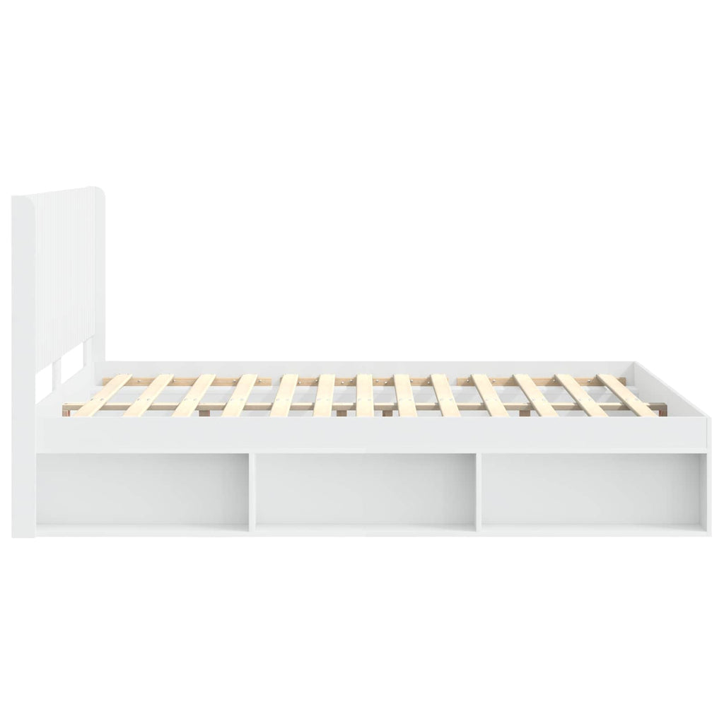 vidaXL Stelaż łóżka z przechowywaniem i zagłówkiem Biały 120 x 200 cm