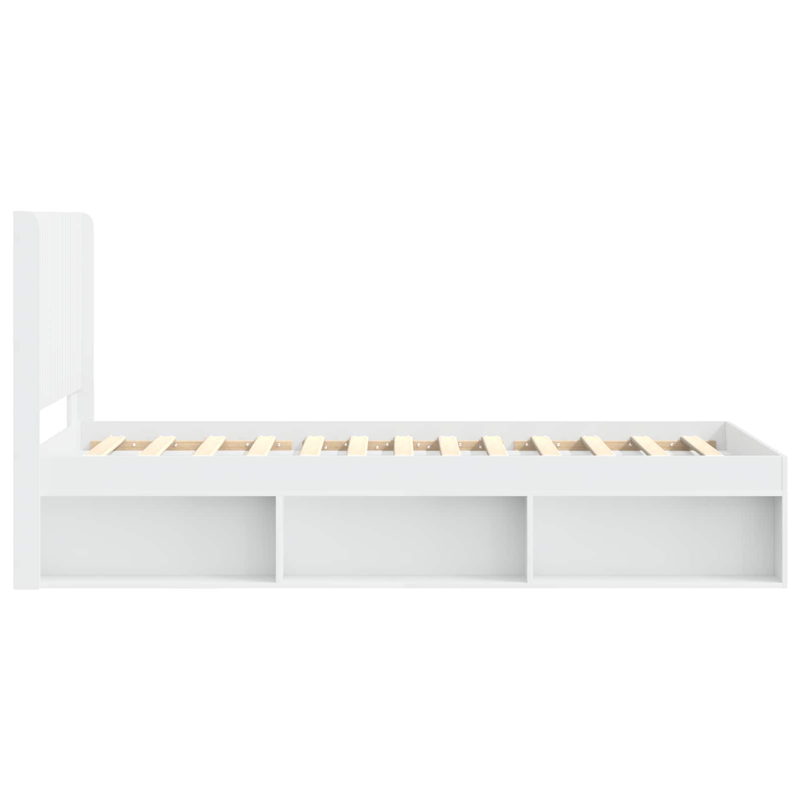 vidaXL Stelaż łóżka z przechowywaniem i zagłówkiem Biały 75 x 190 cm