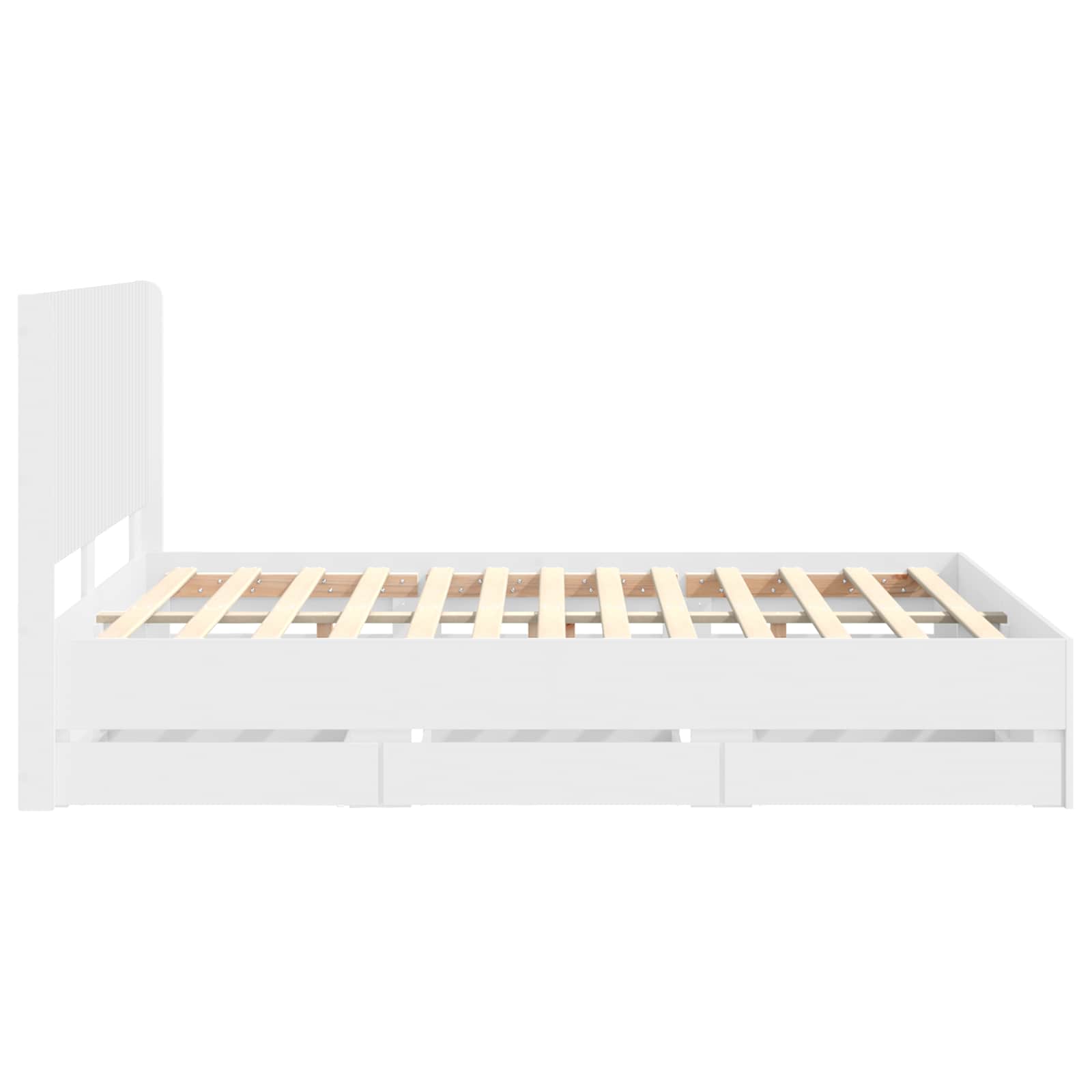 vidaXL Stelaż łóżka z przechowywaniem i zagłówkiem Biały 140 x 190 cm