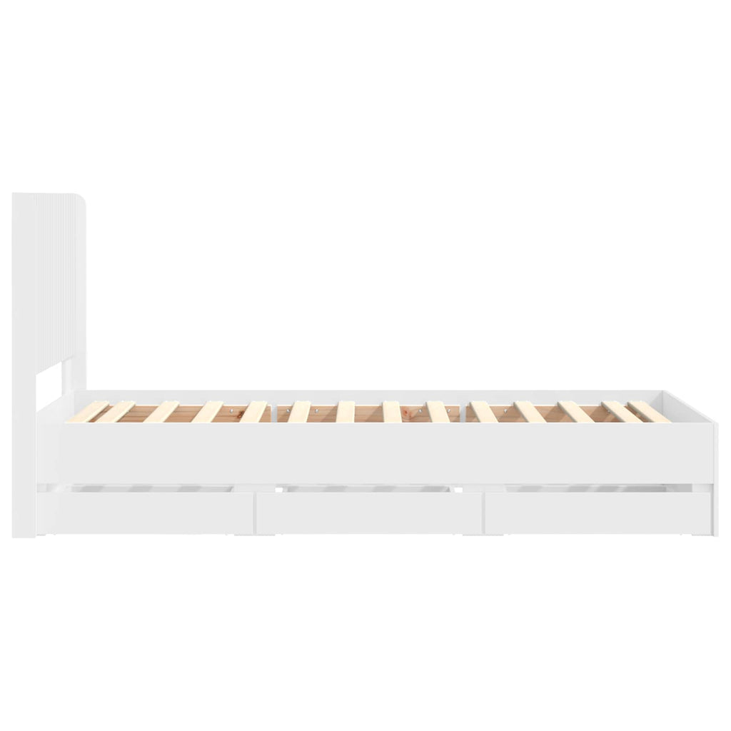 vidaXL Stelaż łóżka z przechowywaniem i zagłówkiem Biały 90 x 200 cm