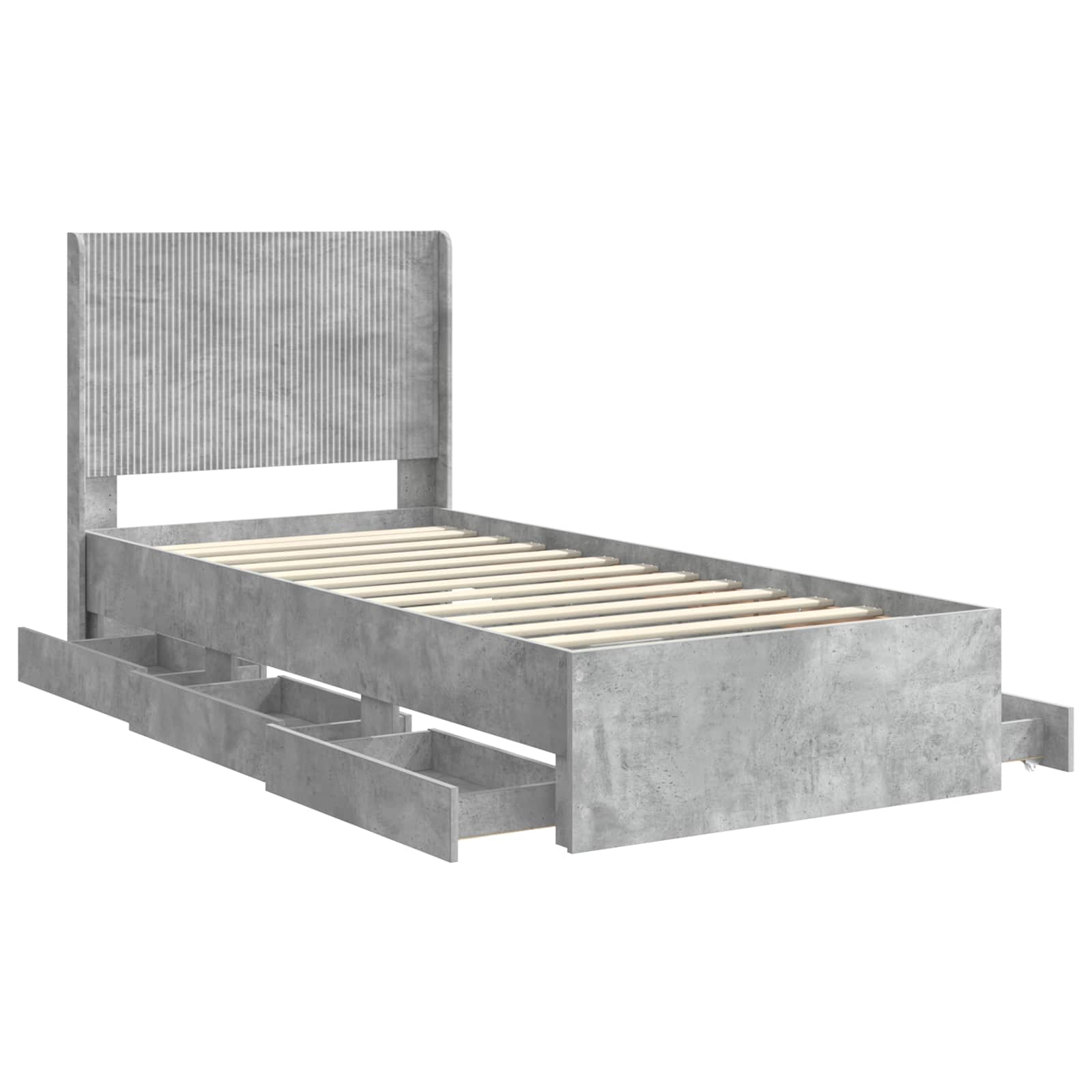 vidaXL Stelaż łóżka z przechowywaniem i zagłówkiem Betonowy szary